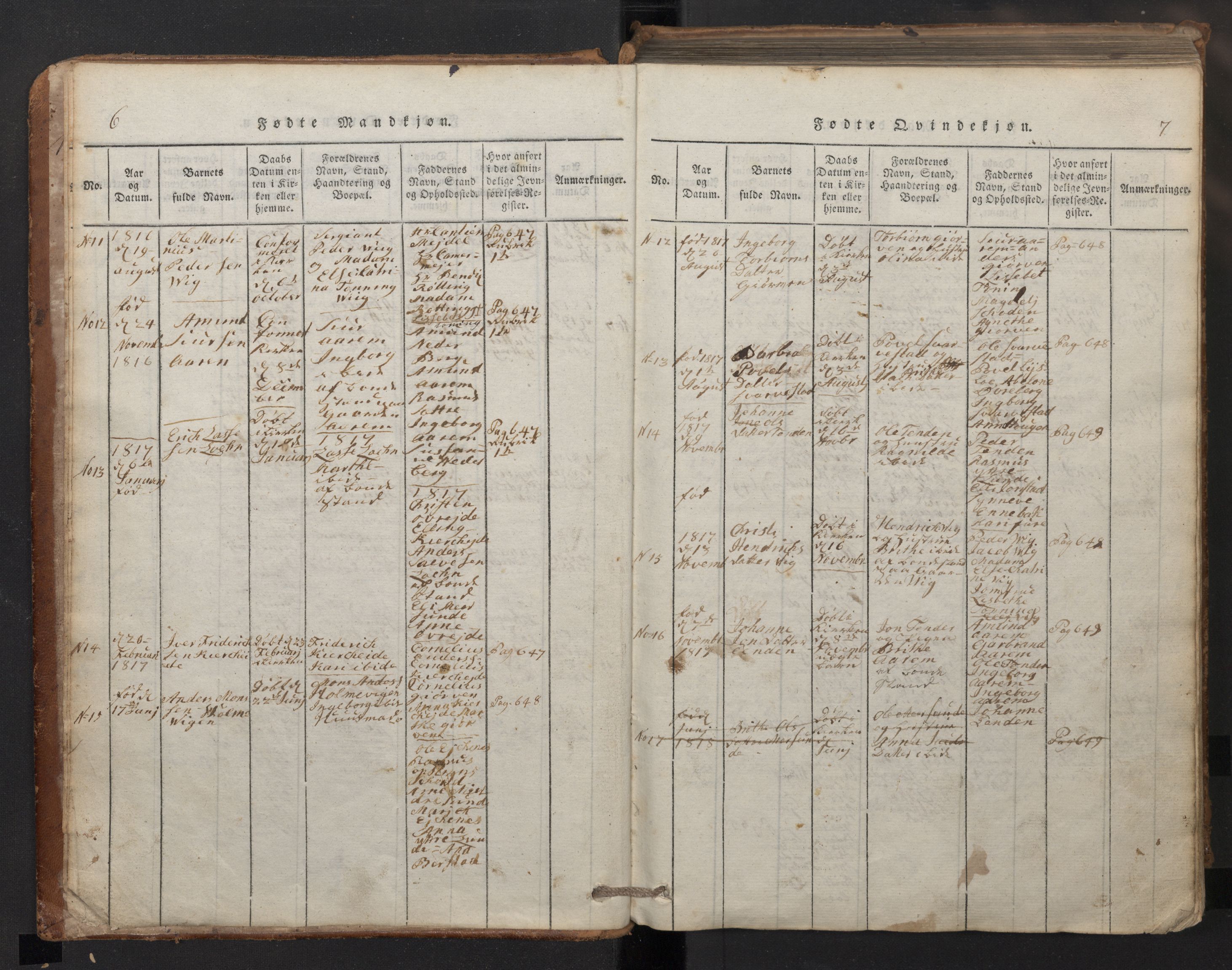 Stryn Sokneprestembete, AV/SAB-A-82501: Parish register (copy) no. A 1, 1816-1844, p. 6-7