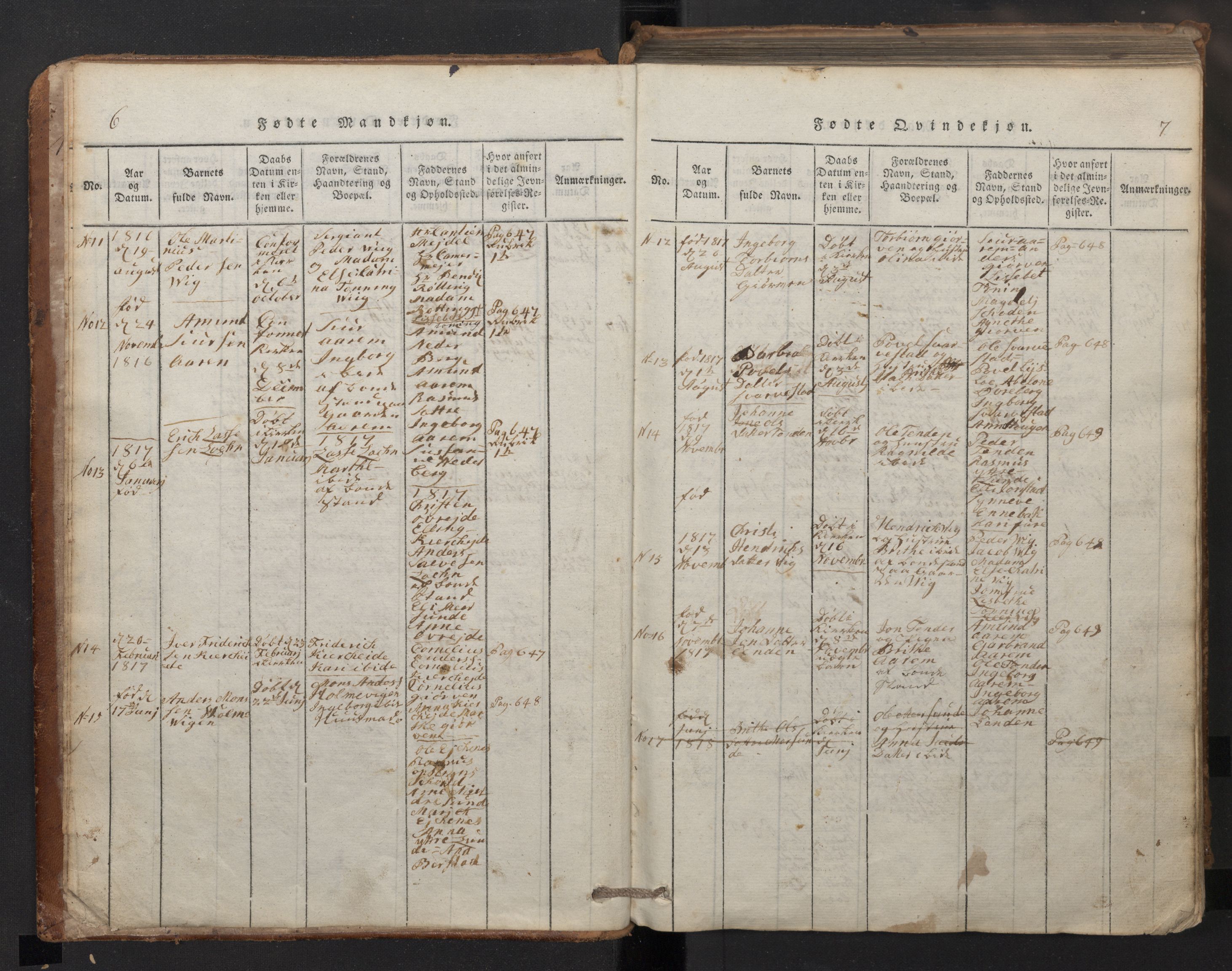 Stryn Sokneprestembete, AV/SAB-A-82501: Parish register (copy) no. A 1, 1816-1844, p. 6-7