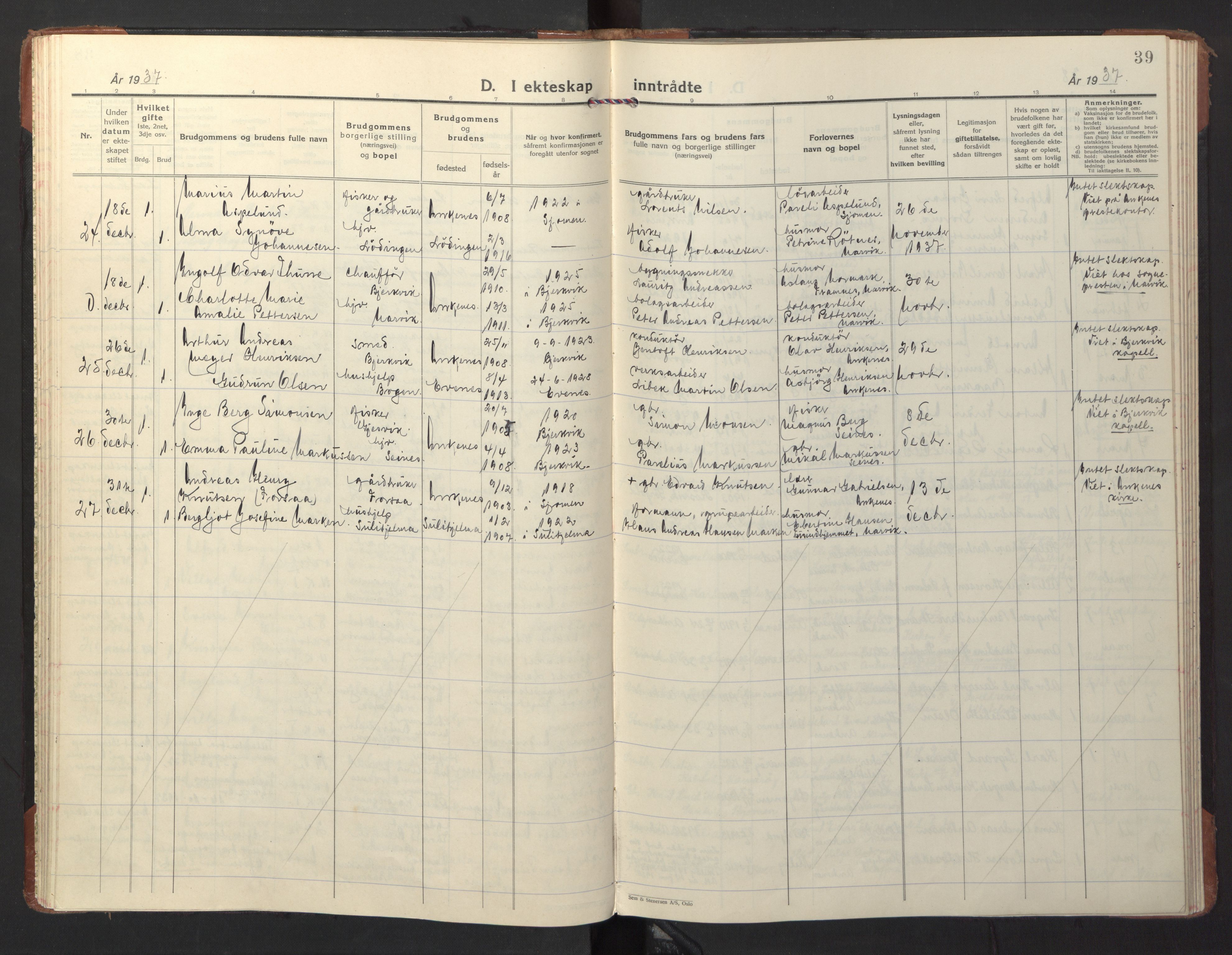 Ministerialprotokoller, klokkerbøker og fødselsregistre - Nordland, SAT/A-1459/866/L0948: Parish register (official) no. 866A11, 1929-1949, p. 39