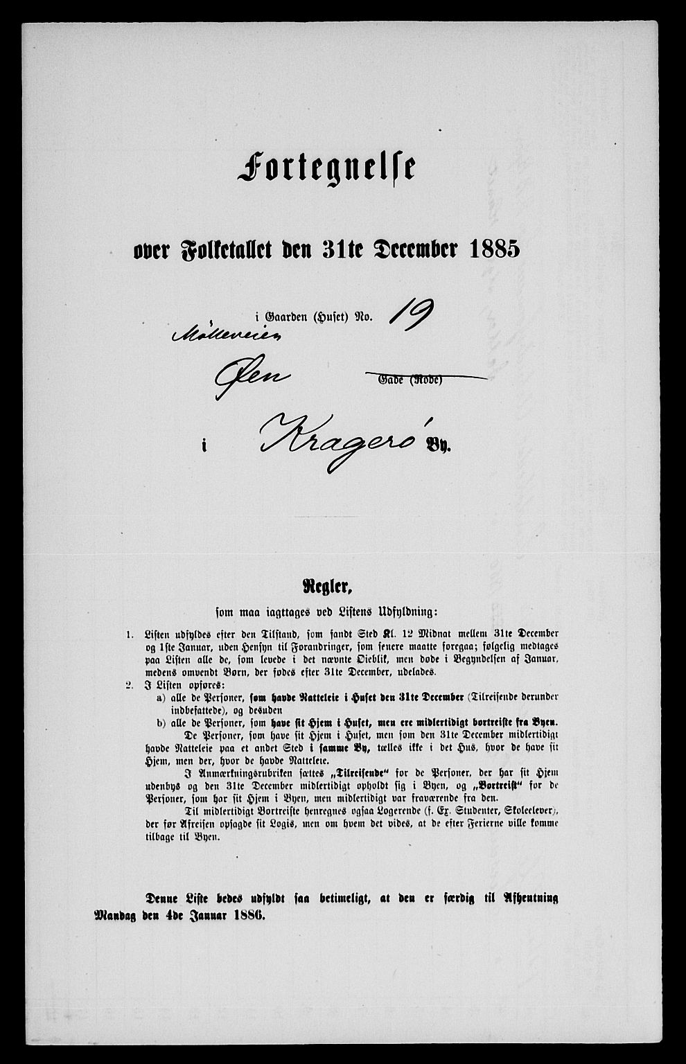 SAKO, 1885 census for 0801 Kragerø, 1885, p. 497