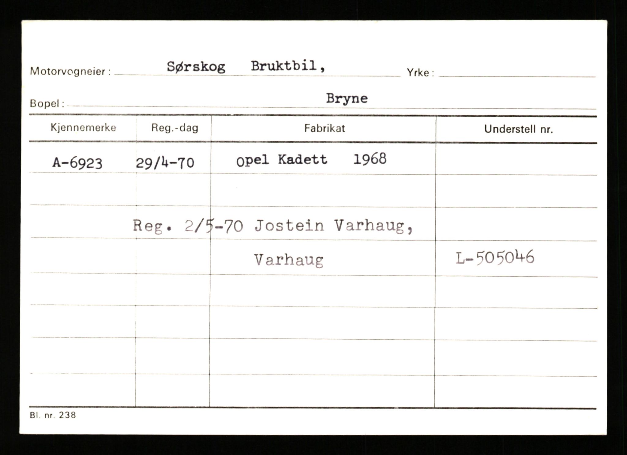 Stavanger trafikkstasjon, SAST/A-101942/0/G/L0002: Registreringsnummer: 5791 - 10405, 1930-1971, p. 467