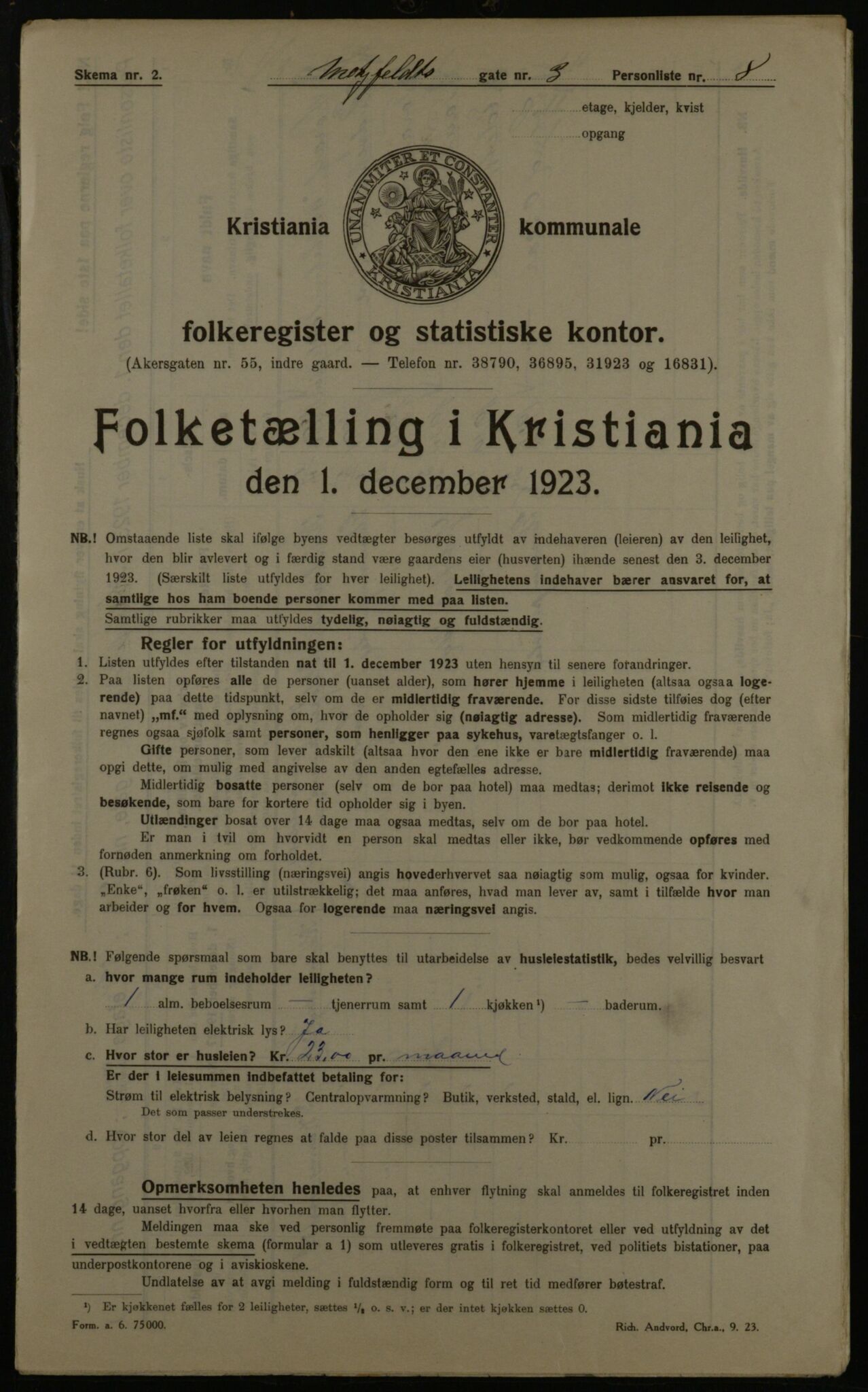 OBA, Municipal Census 1923 for Kristiania, 1923, p. 72857