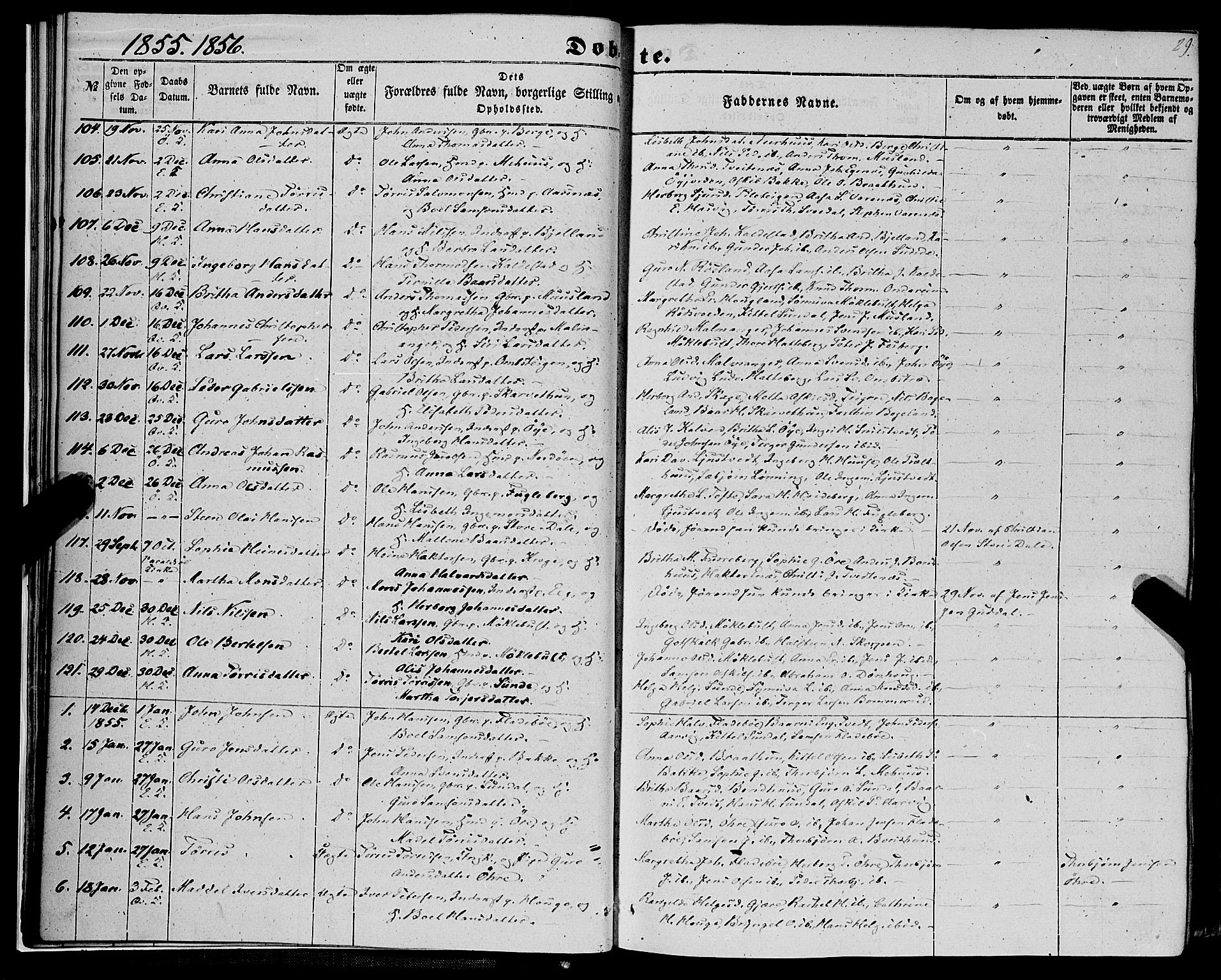 Kvinnherad sokneprestembete, SAB/A-76401/H/Haa: Parish register (official) no. A 8, 1854-1872, p. 29