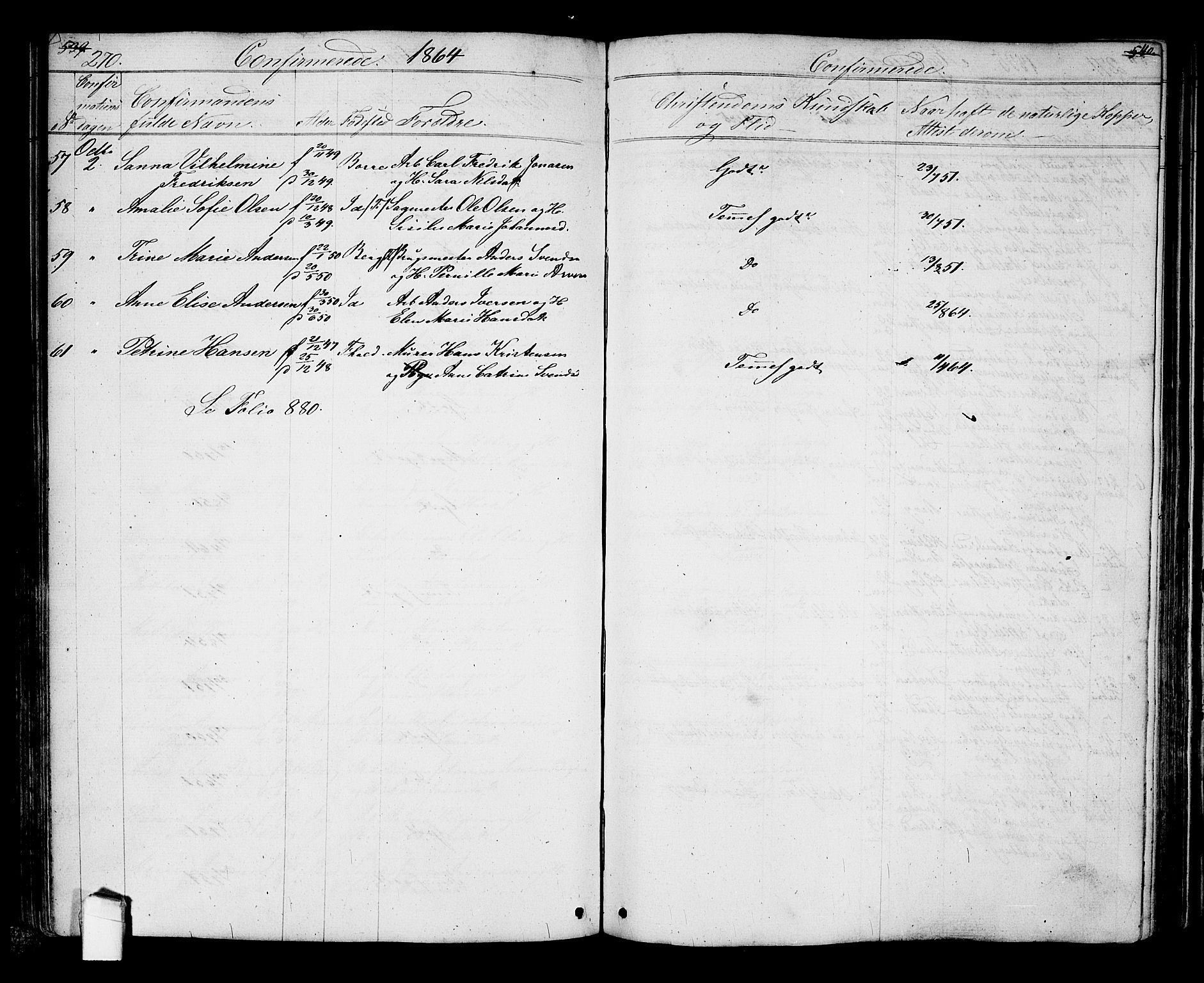 Halden prestekontor Kirkebøker, AV/SAO-A-10909/G/Ga/L0005a: Parish register (copy) no. 5A, 1855-1864, p. 270