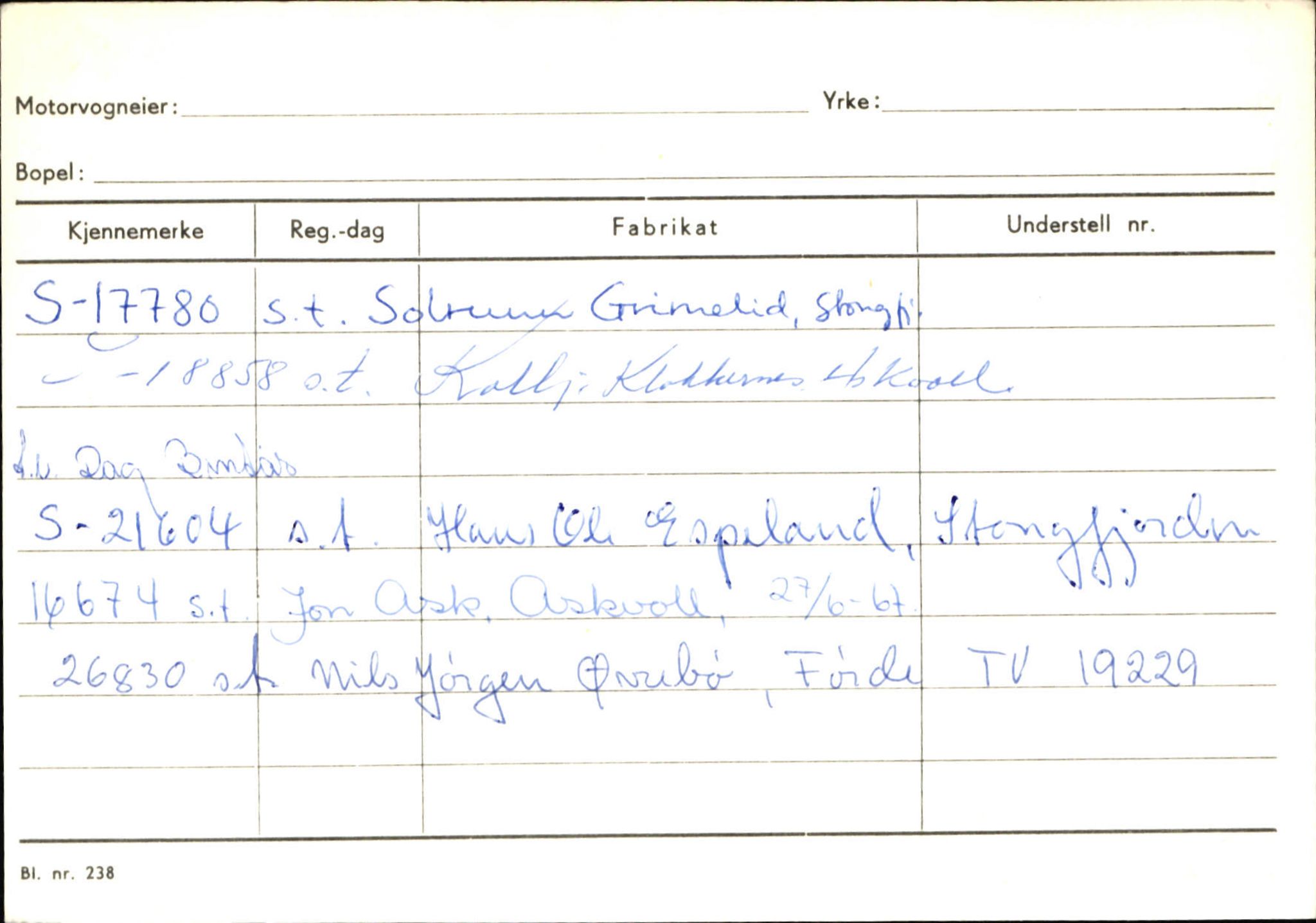 Statens vegvesen, Sogn og Fjordane vegkontor, SAB/A-5301/4/F/L0132: Eigarregister Askvoll A-Å. Balestrand A-Å, 1945-1975, p. 527