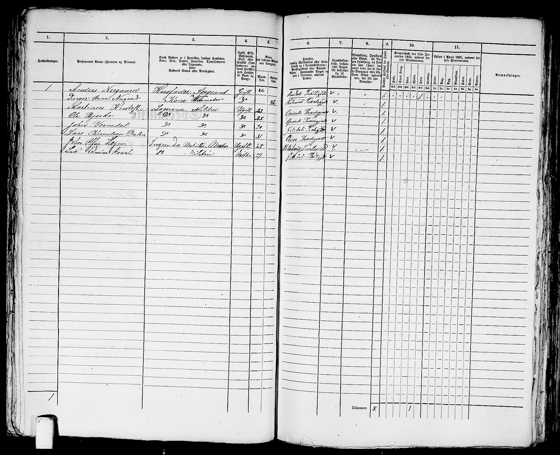 RA, 1865 census for Trondheim, 1865, p. 1816