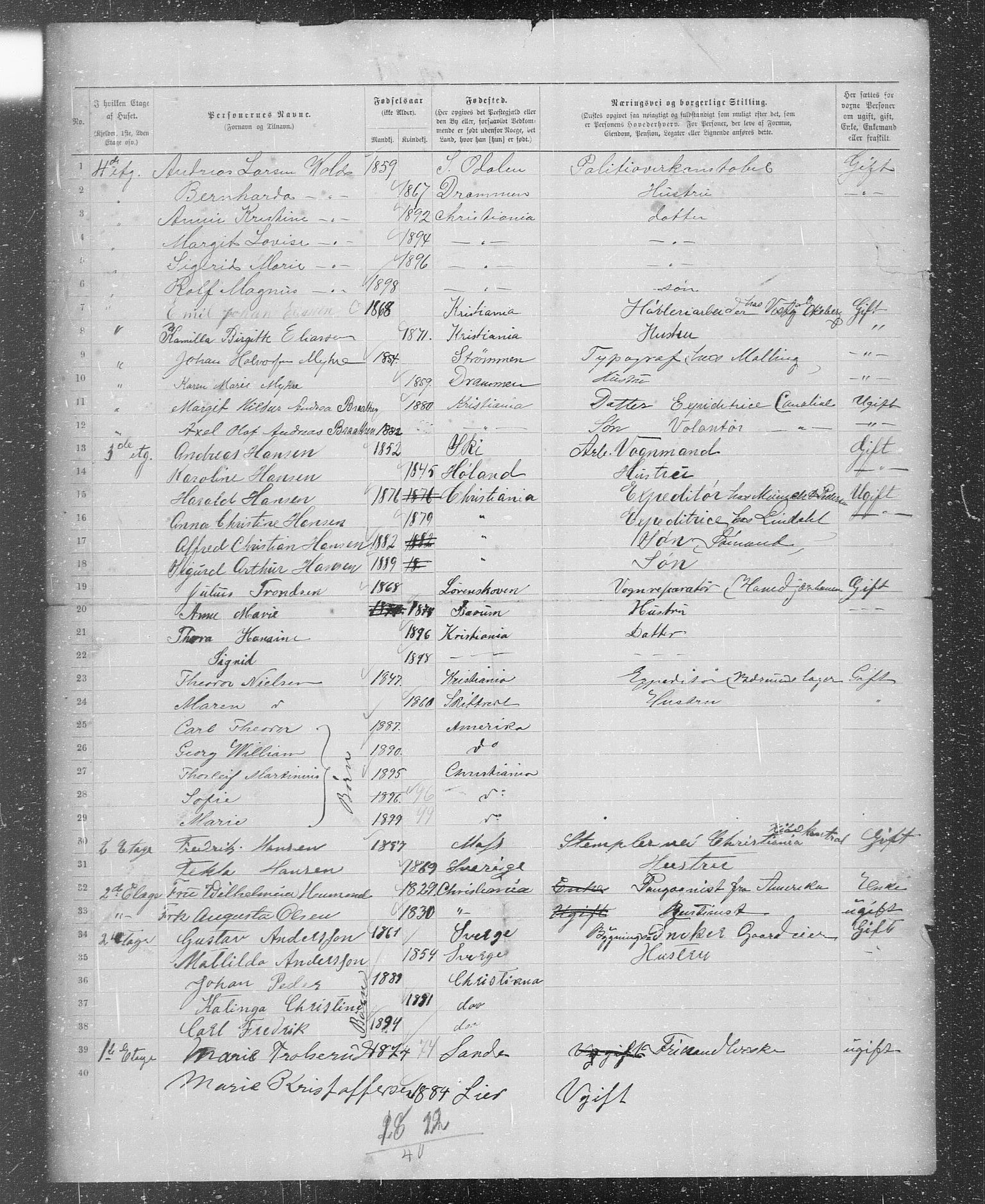 OBA, Municipal Census 1899 for Kristiania, 1899, p. 6