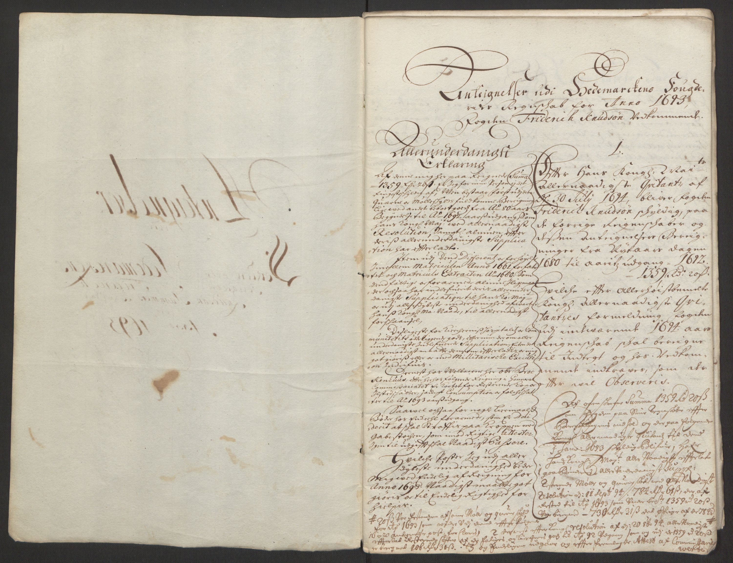 Rentekammeret inntil 1814, Reviderte regnskaper, Fogderegnskap, RA/EA-4092/R16/L1034: Fogderegnskap Hedmark, 1693, p. 235