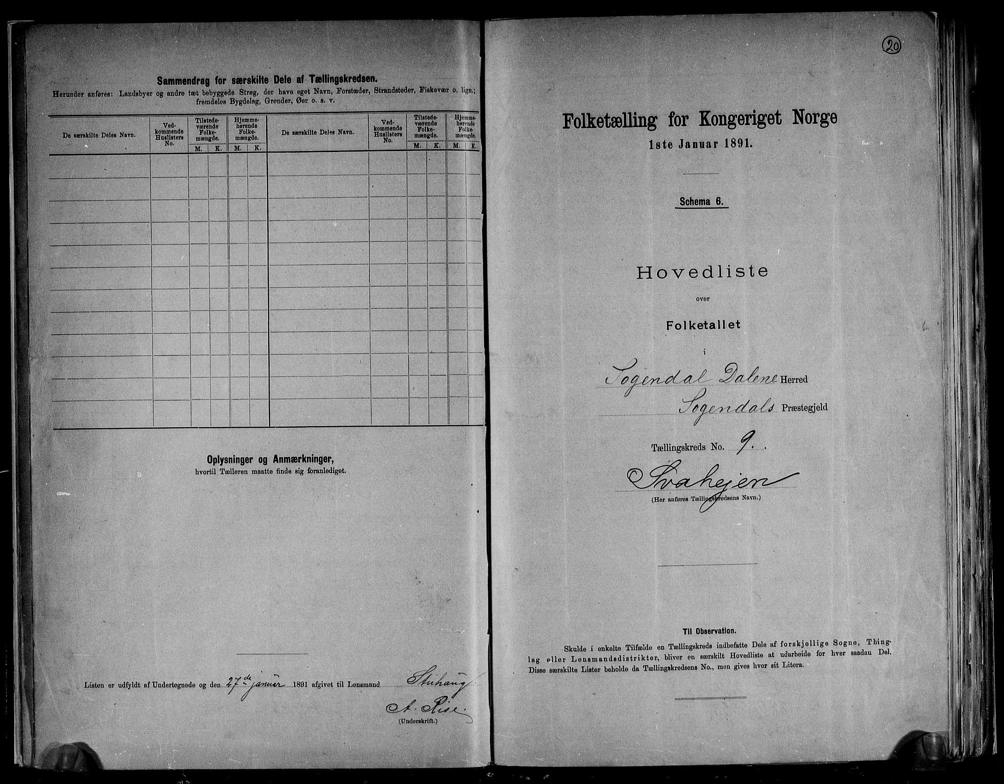RA, 1891 census for 1111 Sokndal, 1891, p. 20