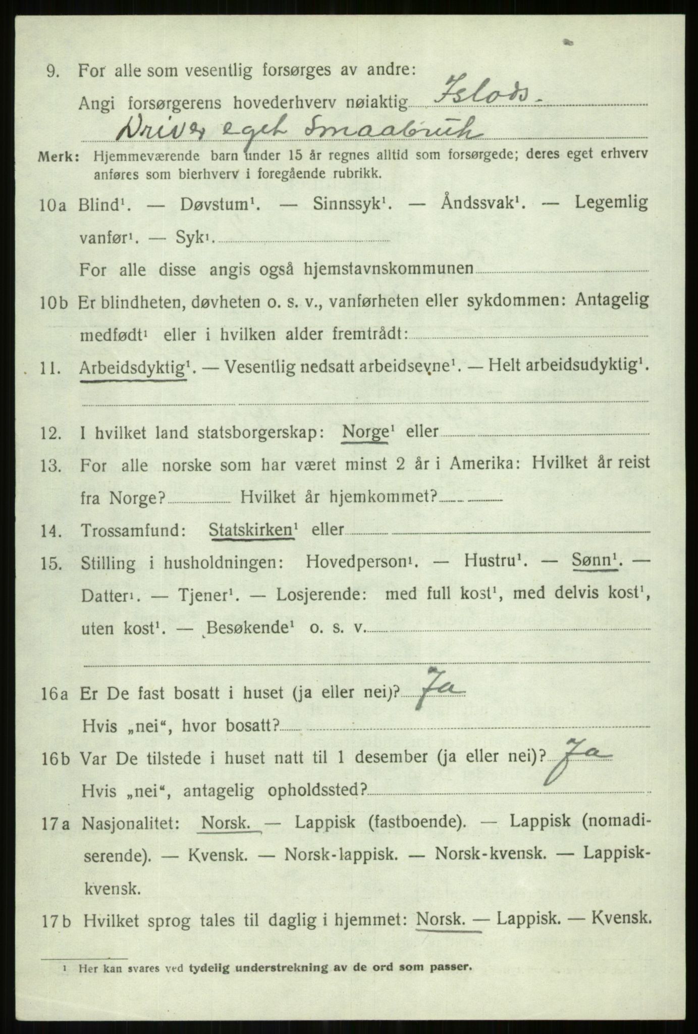 SATØ, 1920 census for Tranøy, 1920, p. 2056