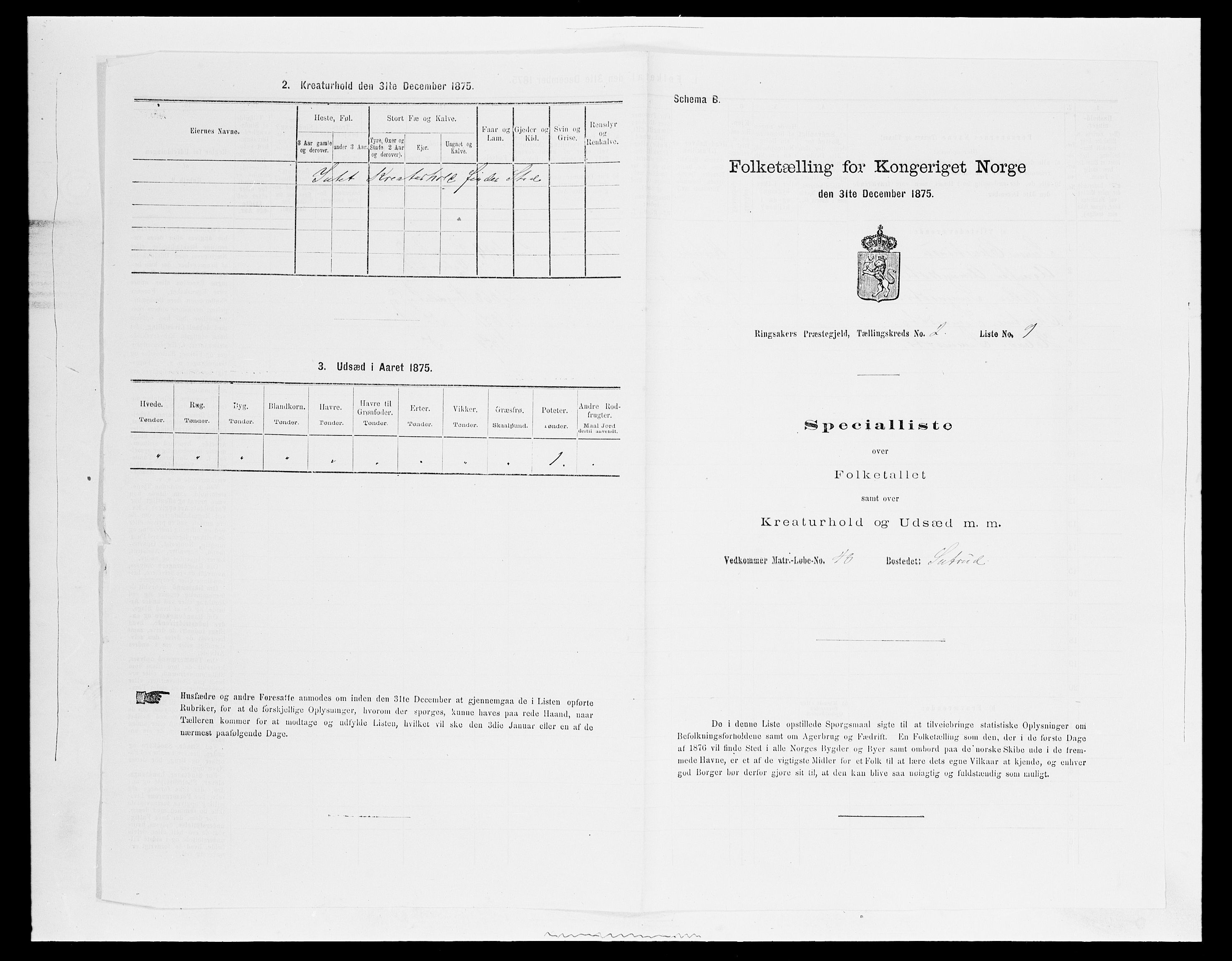 SAH, 1875 census for 0412P Ringsaker, 1875, p. 452