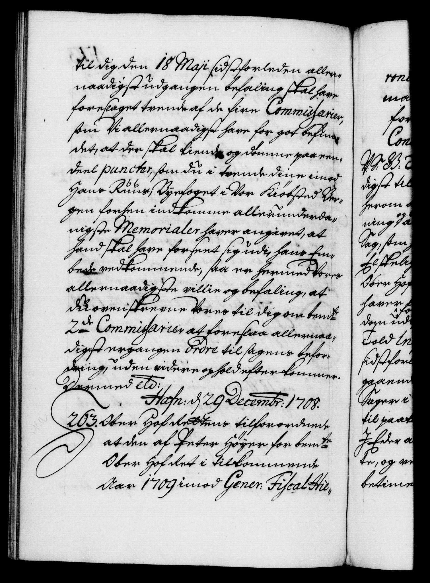 Danske Kanselli 1572-1799, AV/RA-EA-3023/F/Fc/Fca/Fcab/L0018: Norske tegnelser, 1707-1709, p. 473b