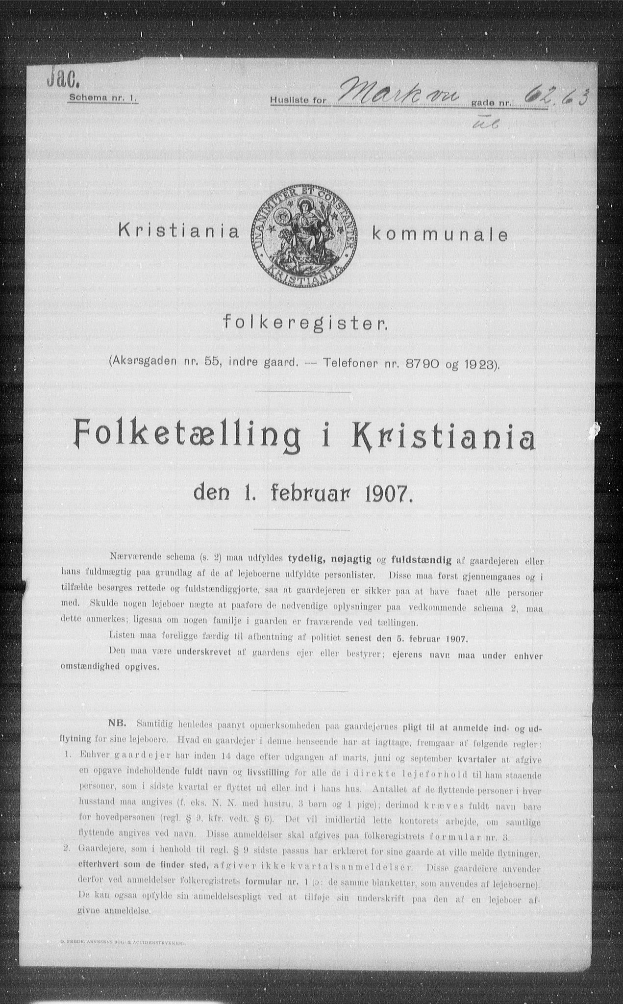 OBA, Municipal Census 1907 for Kristiania, 1907, p. 32876