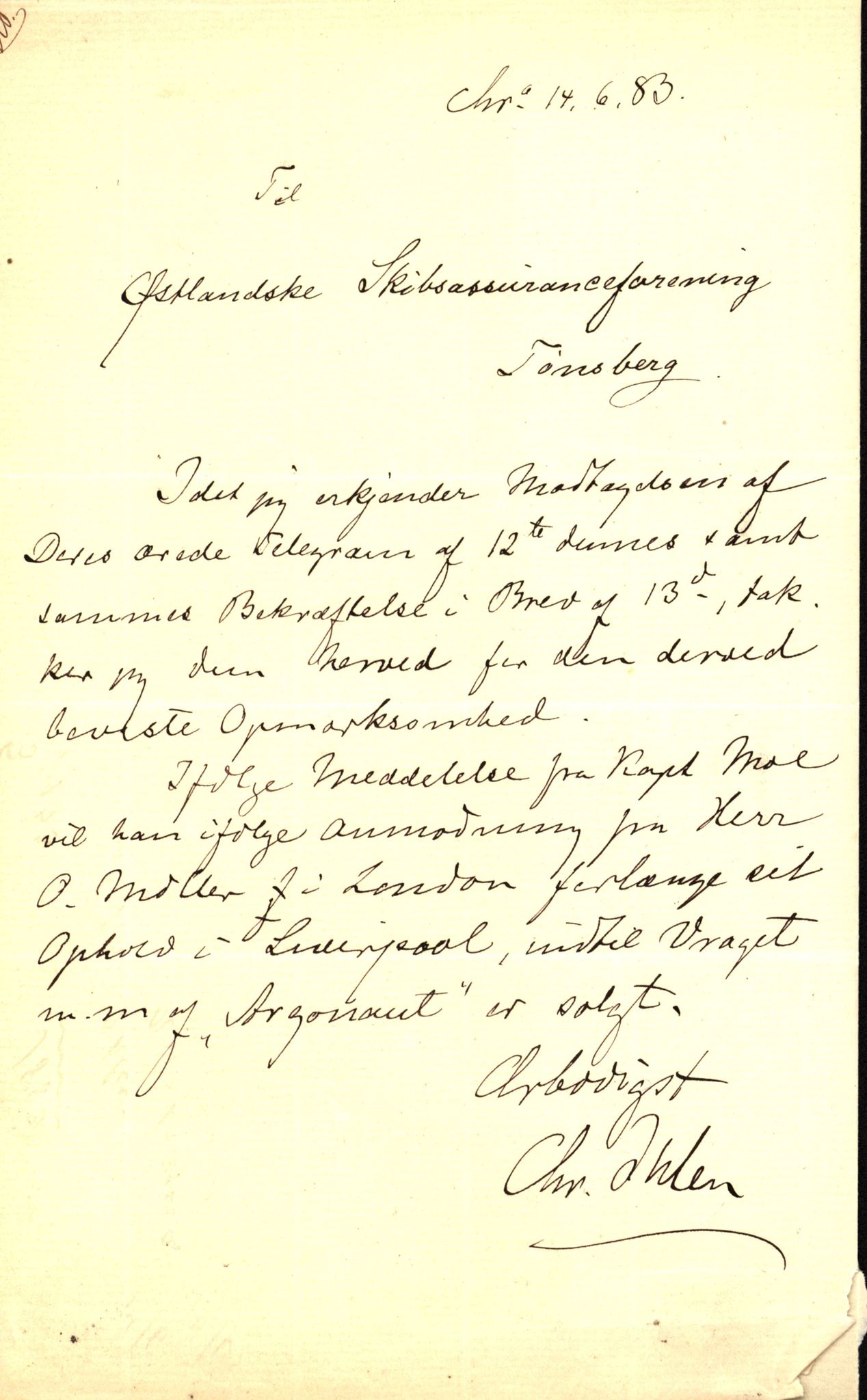 Pa 63 - Østlandske skibsassuranceforening, VEMU/A-1079/G/Ga/L0015/0009: Havaridokumenter / Insulan, Nymph, Argonaut, 1882, p. 42
