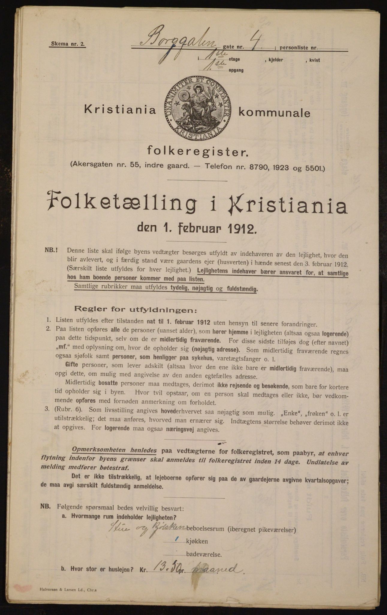 OBA, Municipal Census 1912 for Kristiania, 1912, p. 7565