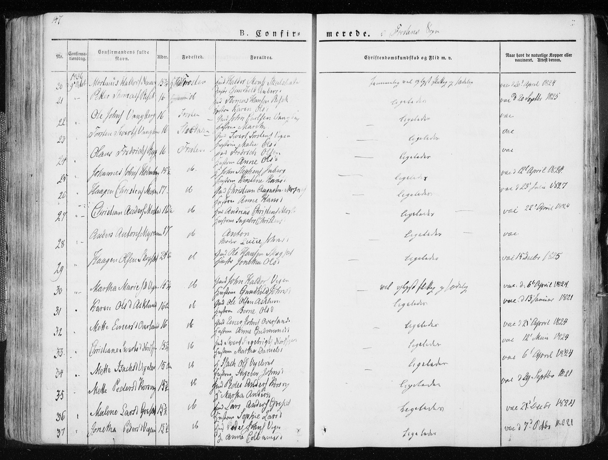 Ministerialprotokoller, klokkerbøker og fødselsregistre - Nord-Trøndelag, SAT/A-1458/713/L0114: Parish register (official) no. 713A05, 1827-1839, p. 147