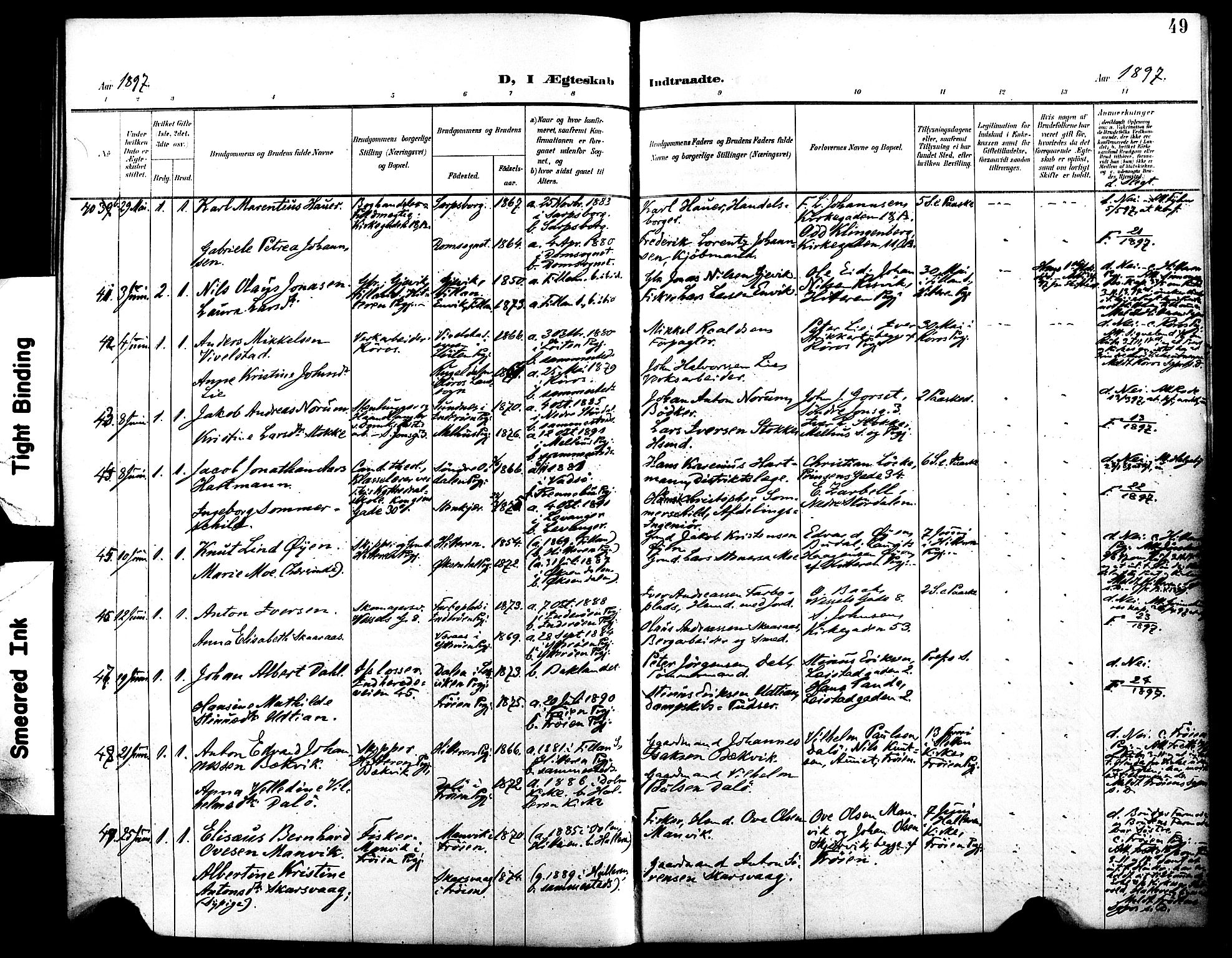 Ministerialprotokoller, klokkerbøker og fødselsregistre - Sør-Trøndelag, AV/SAT-A-1456/604/L0198: Parish register (official) no. 604A19, 1893-1900, p. 49