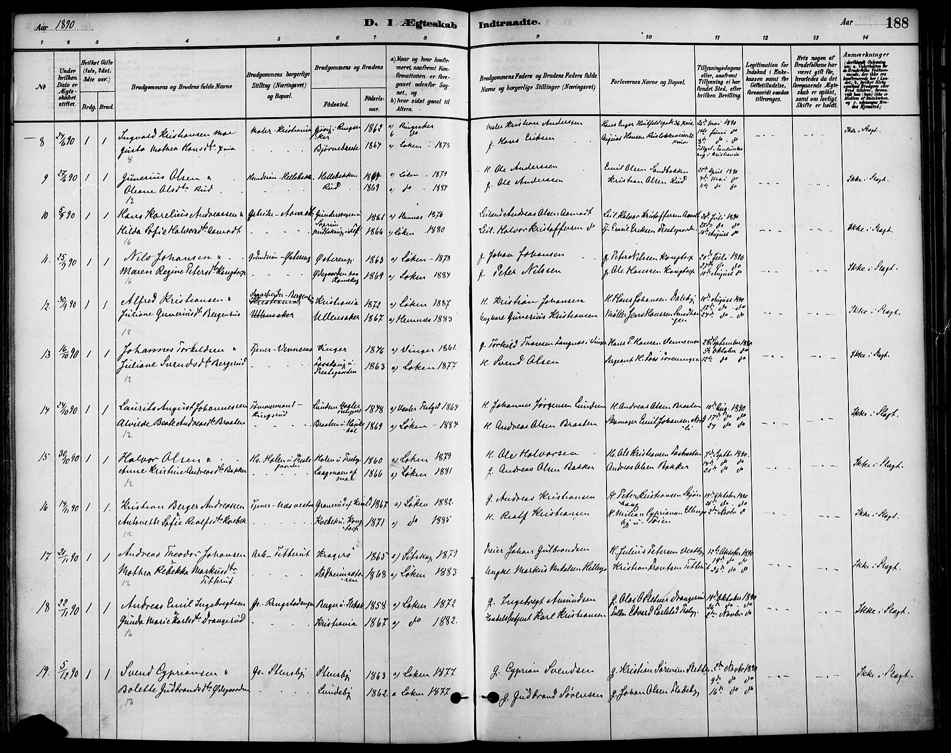 Høland prestekontor Kirkebøker, SAO/A-10346a/F/Fa/L0013: Parish register (official) no. I 13, 1880-1897, p. 188