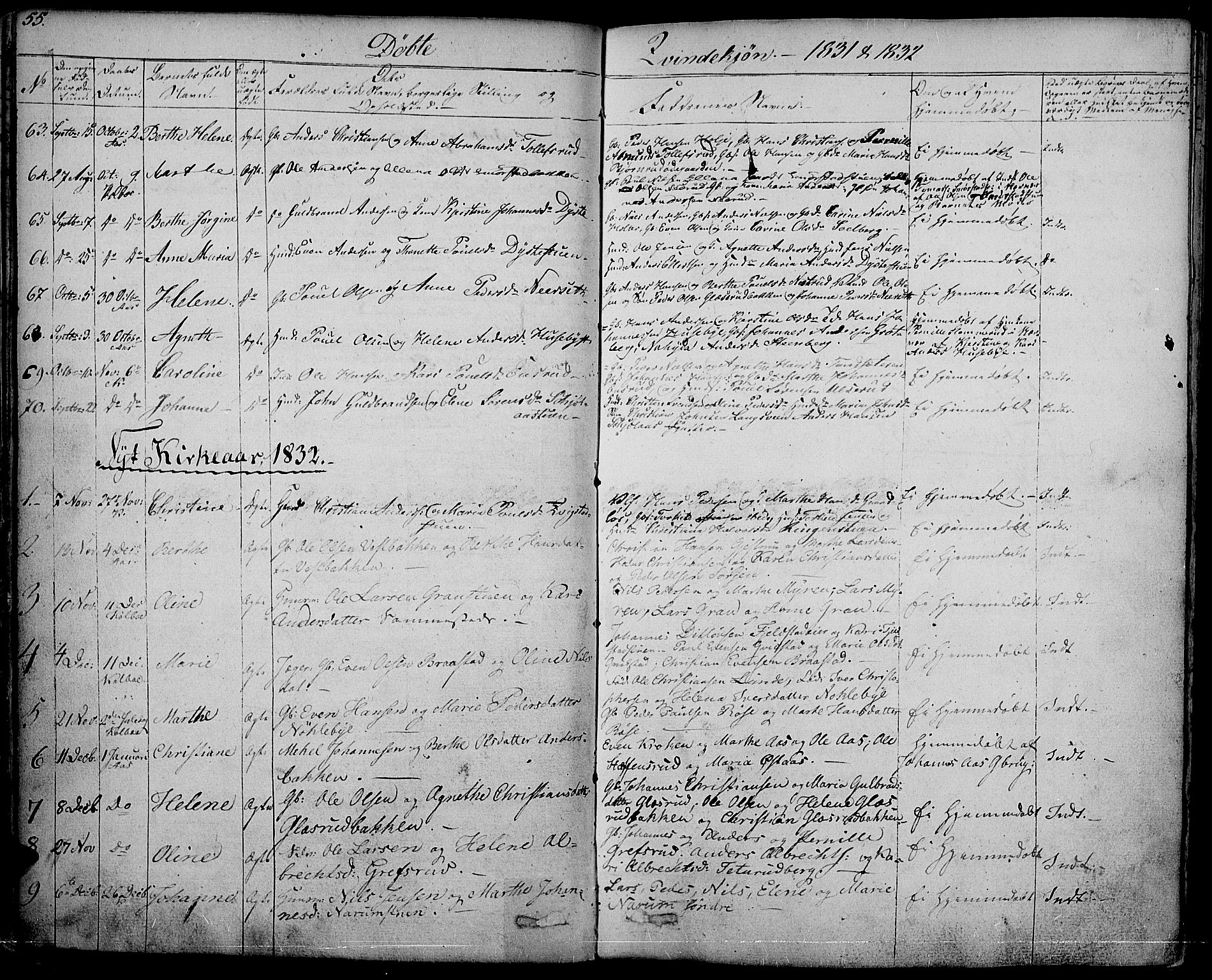 Vestre Toten prestekontor, SAH/PREST-108/H/Ha/Haa/L0002: Parish register (official) no. 2, 1825-1837, p. 55