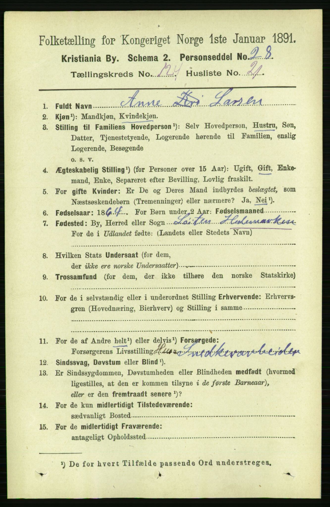 RA, 1891 census for 0301 Kristiania, 1891, p. 65917