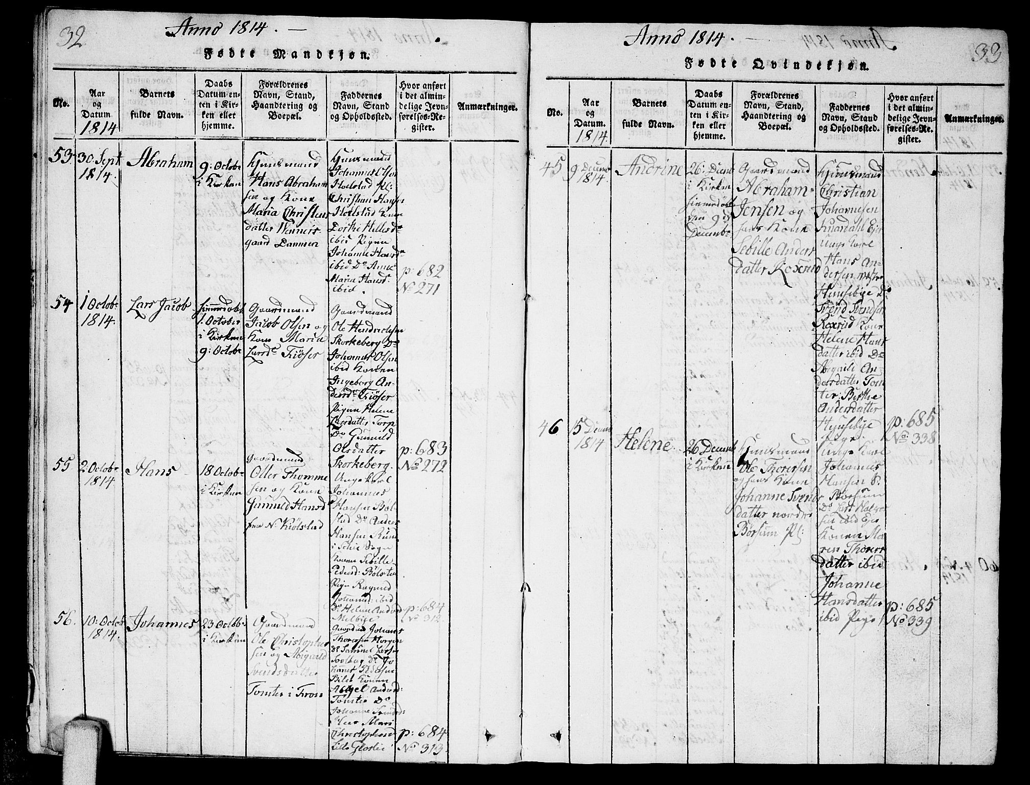 Ås prestekontor Kirkebøker, AV/SAO-A-10894/G/Ga/L0001: Parish register (copy) no. I 1, 1814-1820, p. 32-33