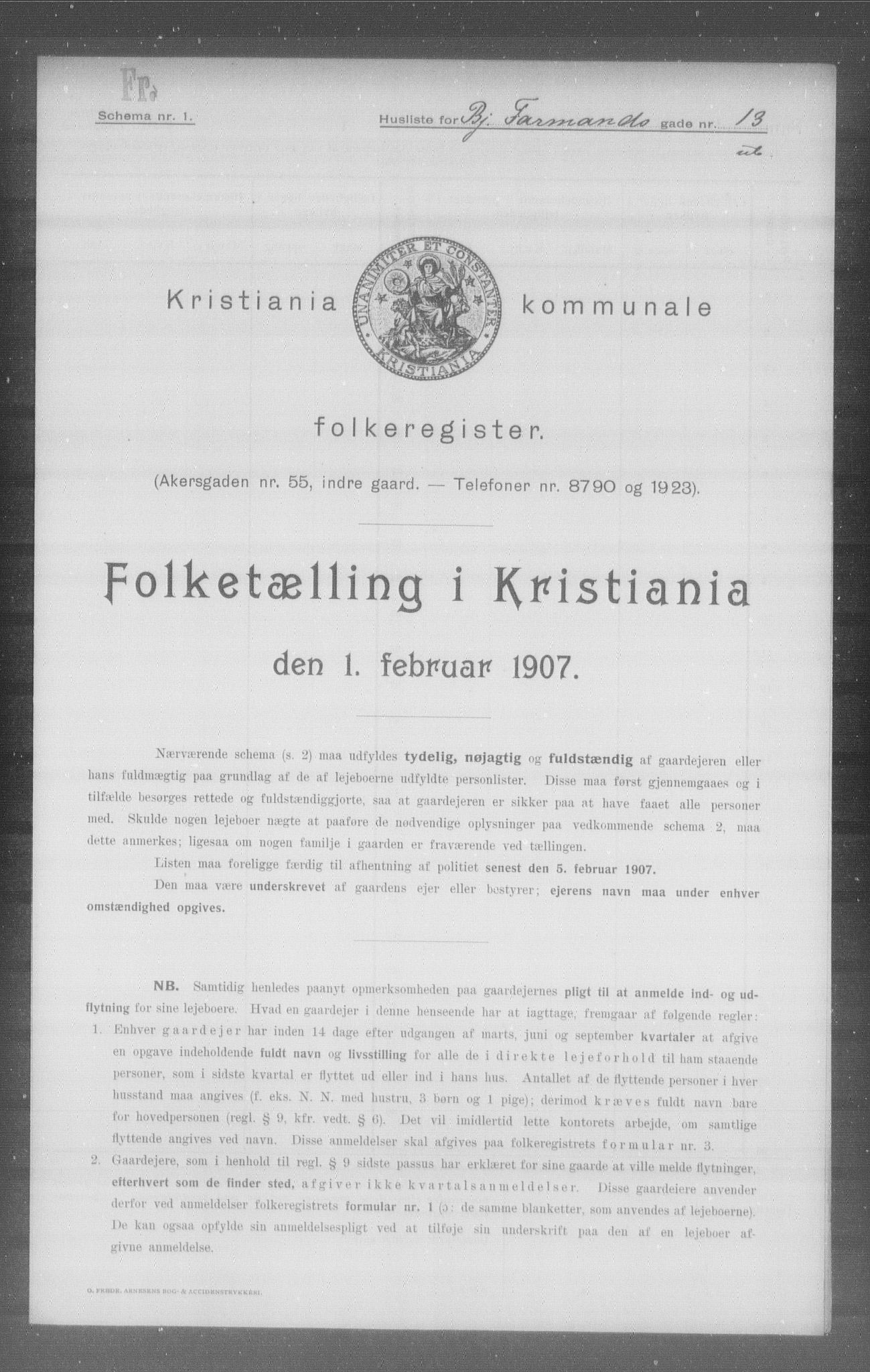 OBA, Municipal Census 1907 for Kristiania, 1907, p. 3508