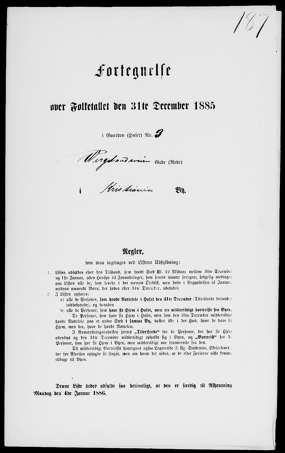 RA, 1885 census for 0301 Kristiania, 1885, p. 2852