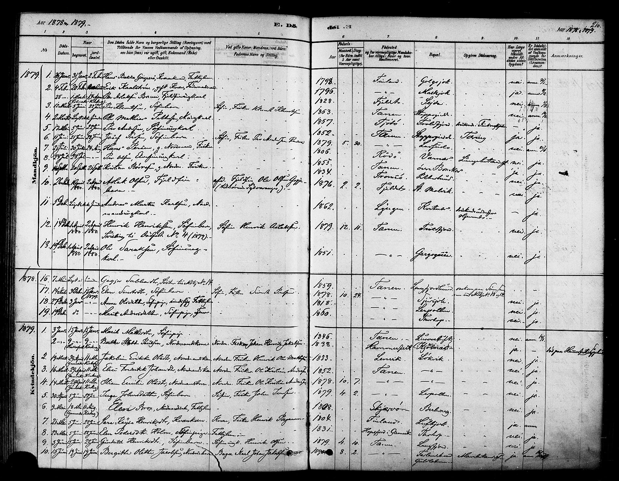 Tana sokneprestkontor, SATØ/S-1334/H/Ha/L0004kirke: Parish register (official) no. 4, 1878-1891, p. 210