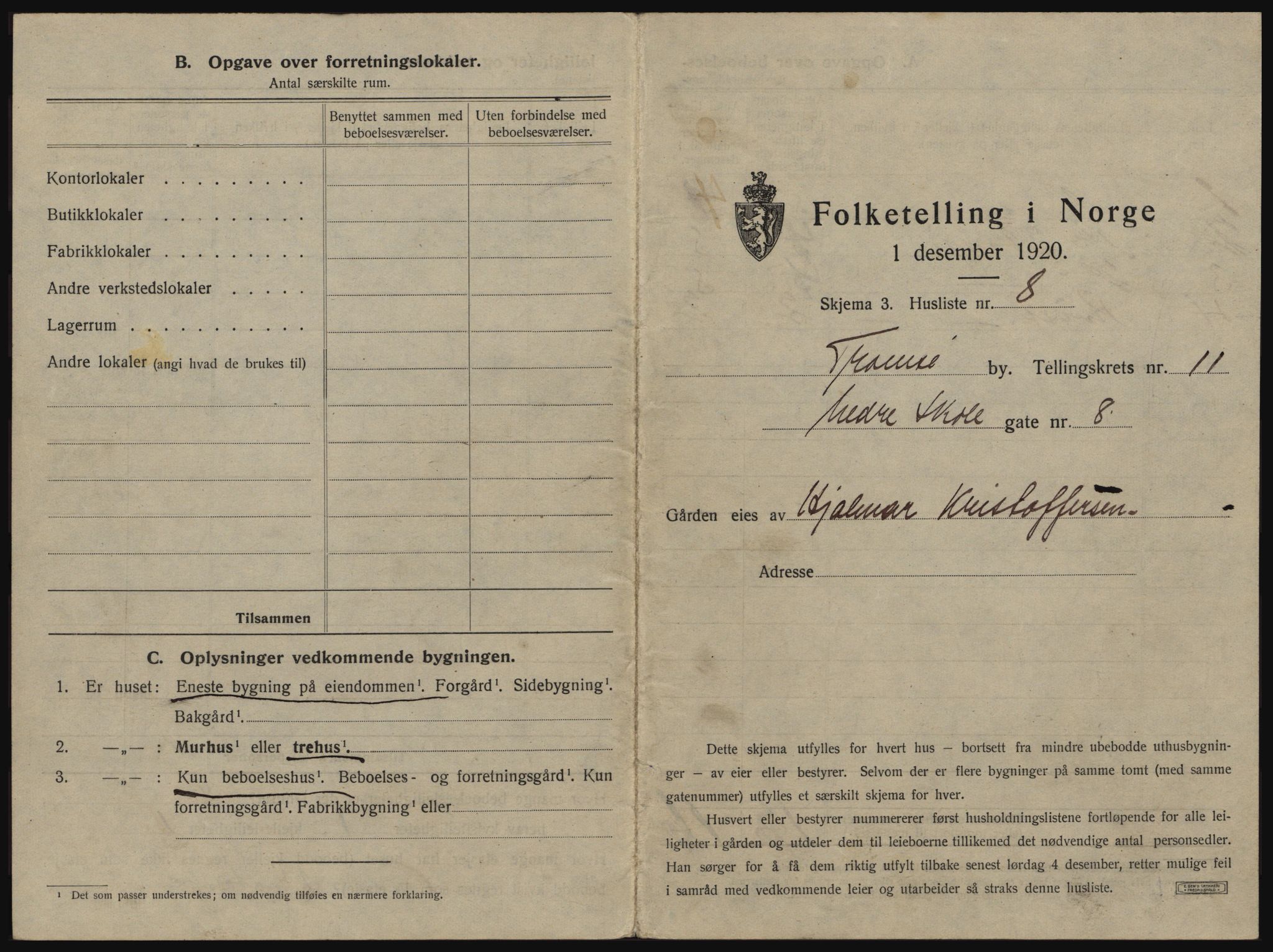 SATØ, 1920 census for Tromsø, 1920, p. 1839