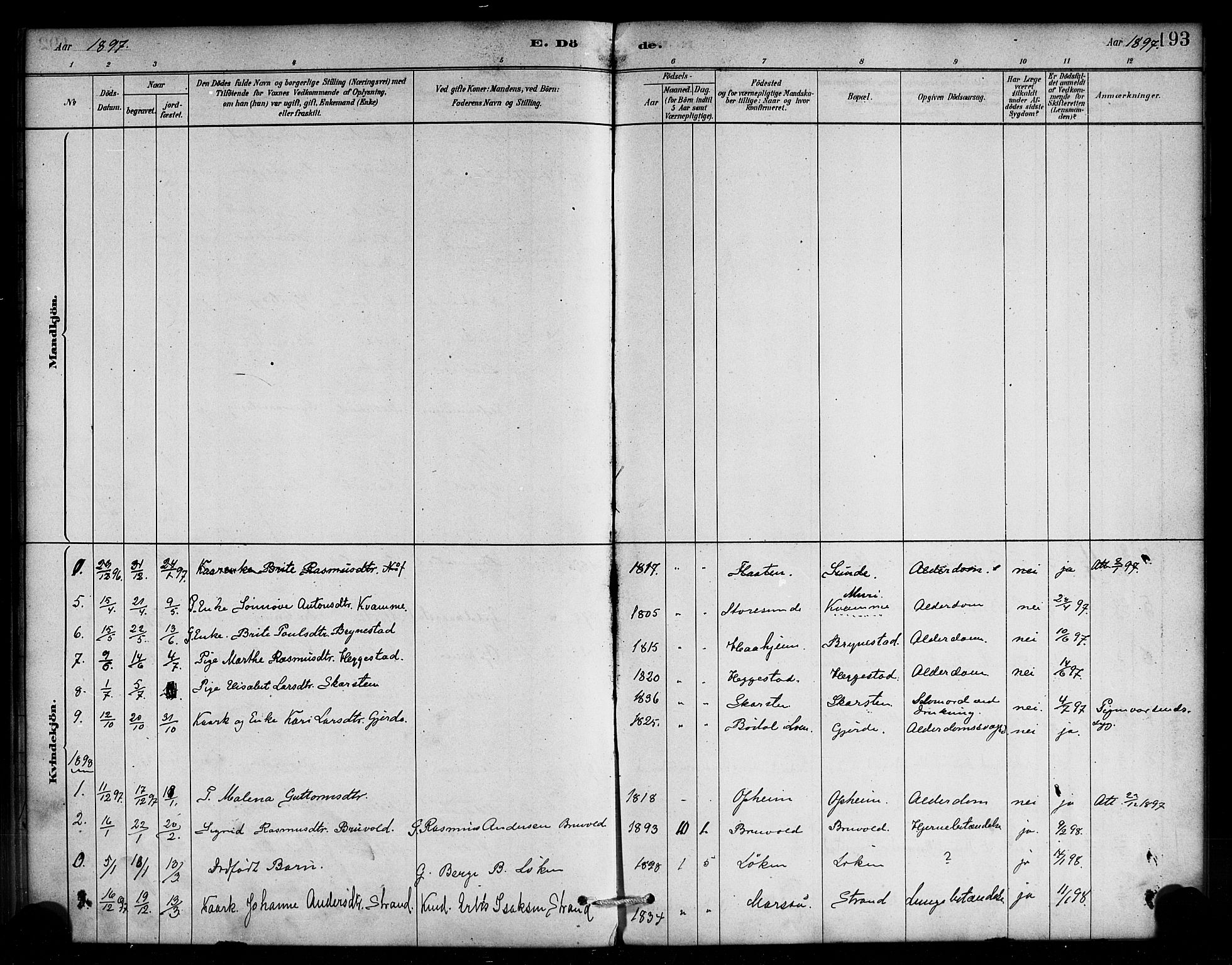 Innvik sokneprestembete, AV/SAB-A-80501: Parish register (official) no. C 1, 1879-1900, p. 193