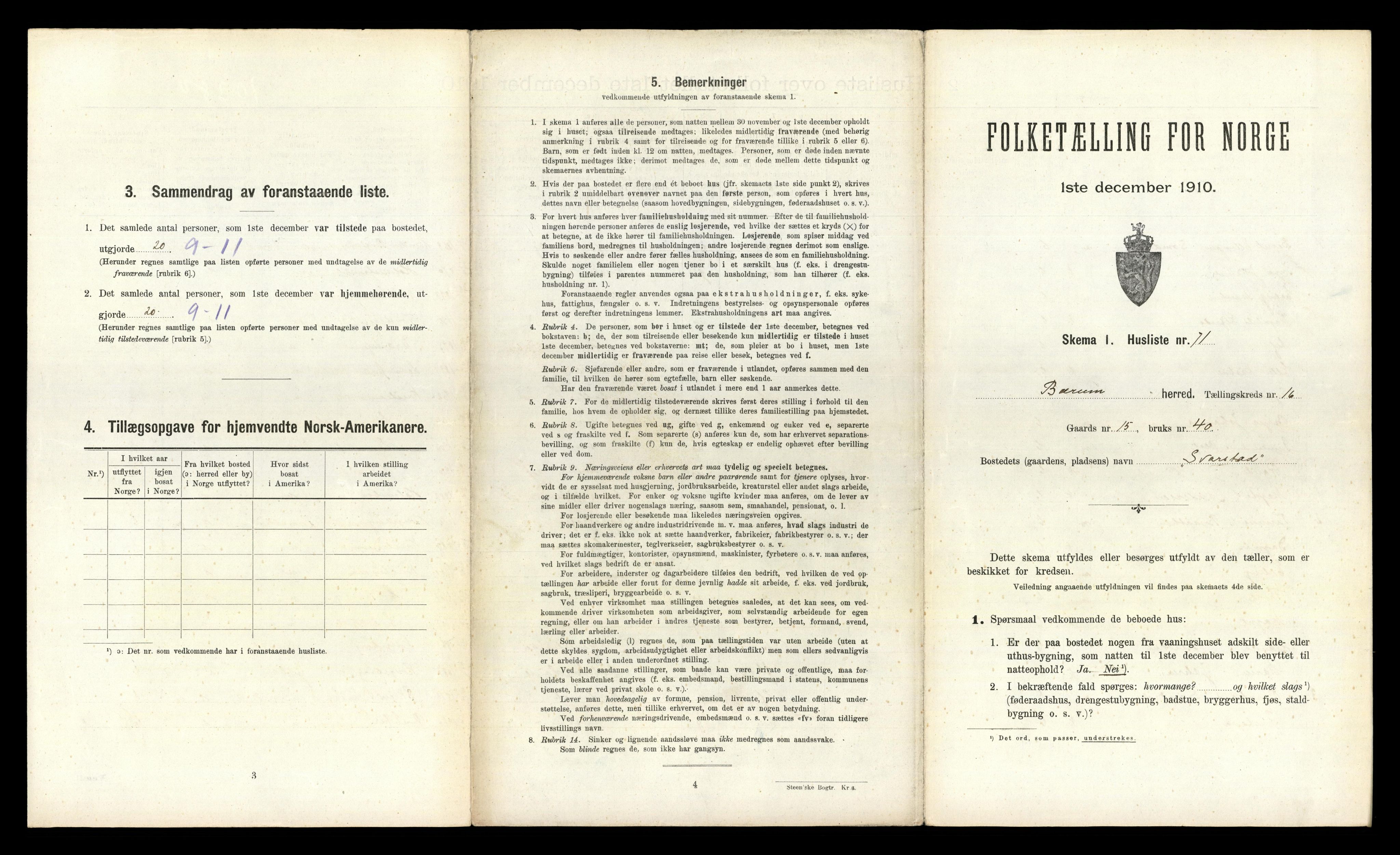 RA, 1910 census for Bærum, 1910, p. 2543