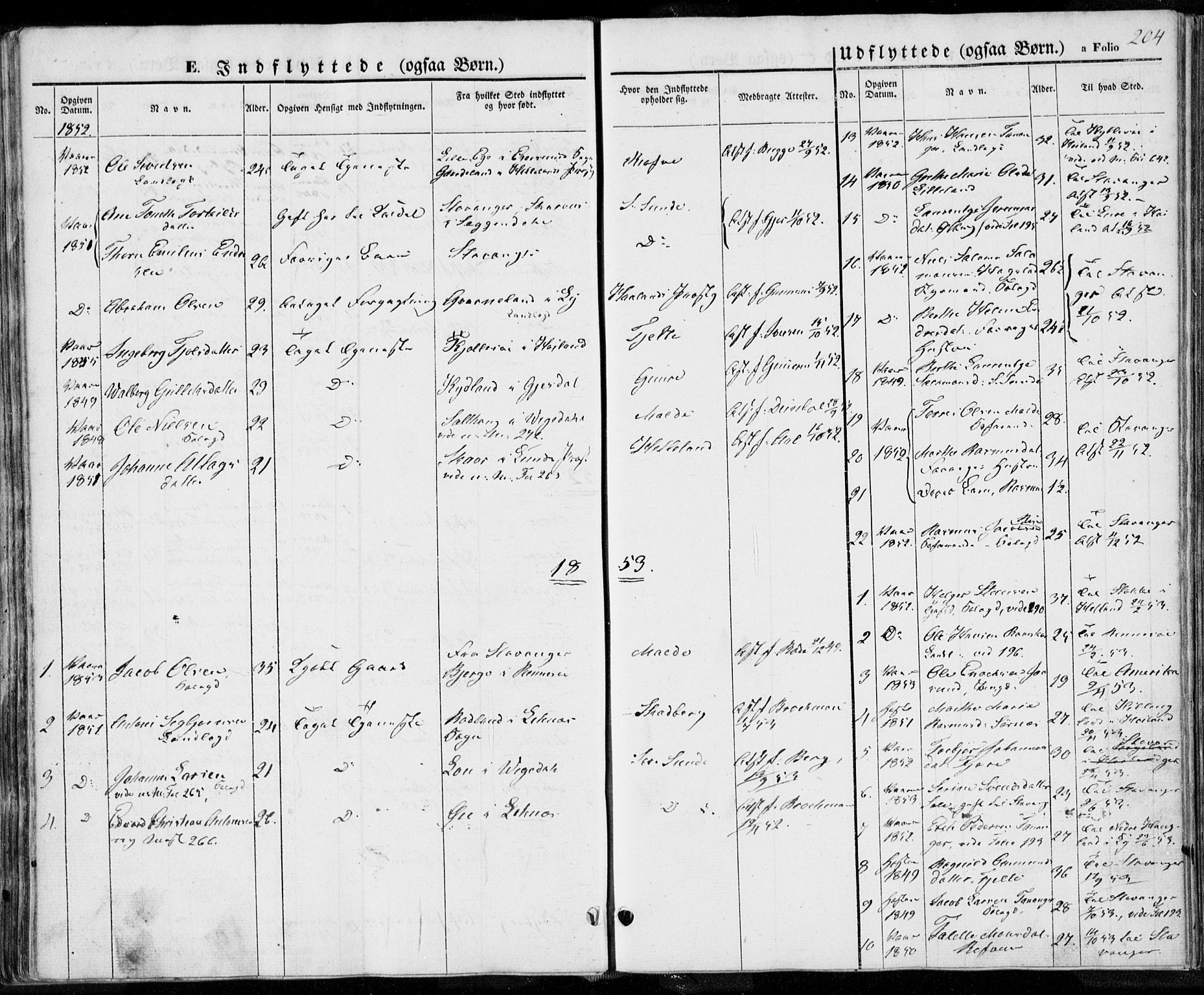 Håland sokneprestkontor, SAST/A-101802/001/30BA/L0006: Parish register (official) no. A 6, 1842-1853, p. 204