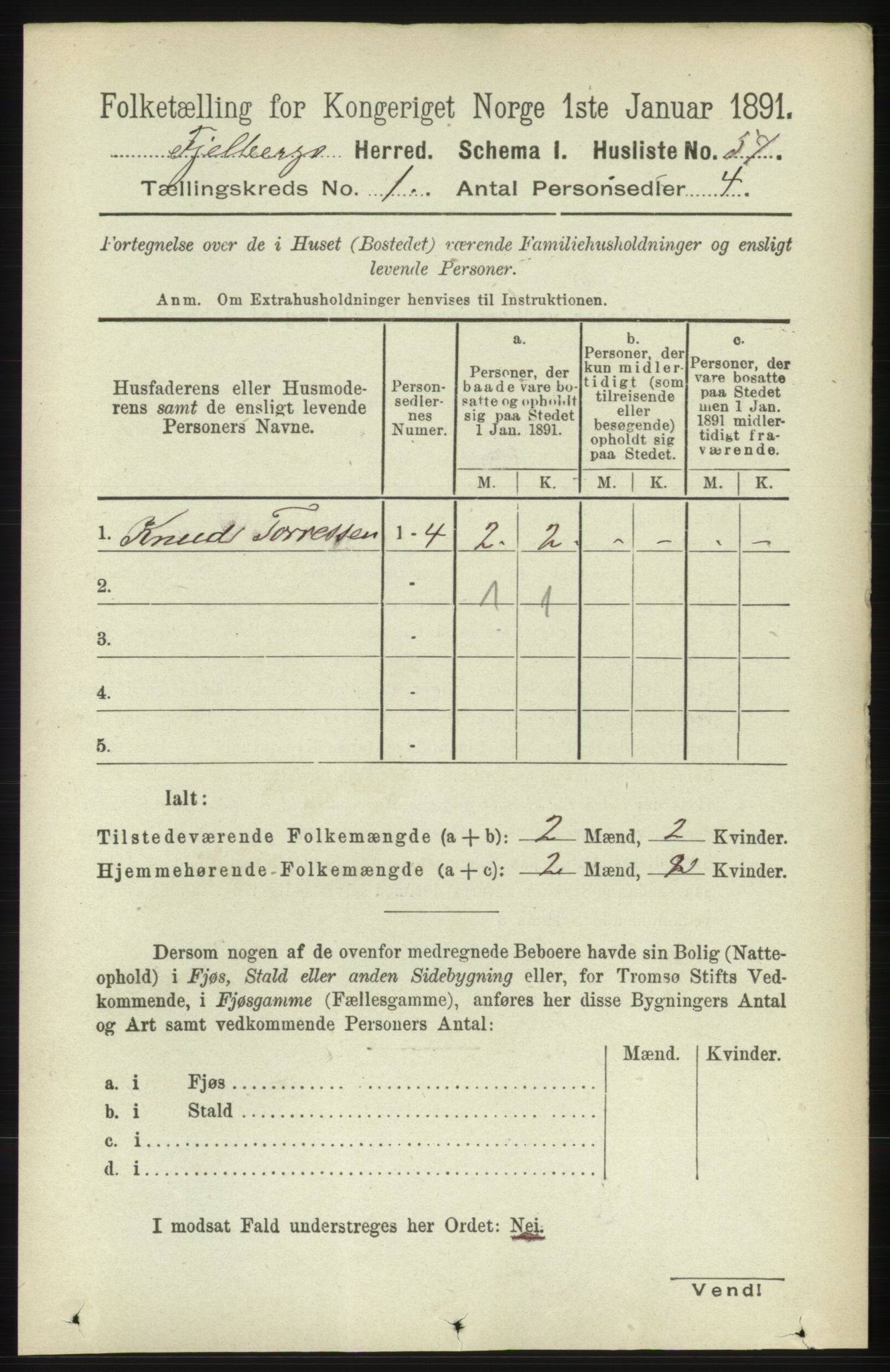 RA, 1891 census for 1213 Fjelberg, 1891, p. 86