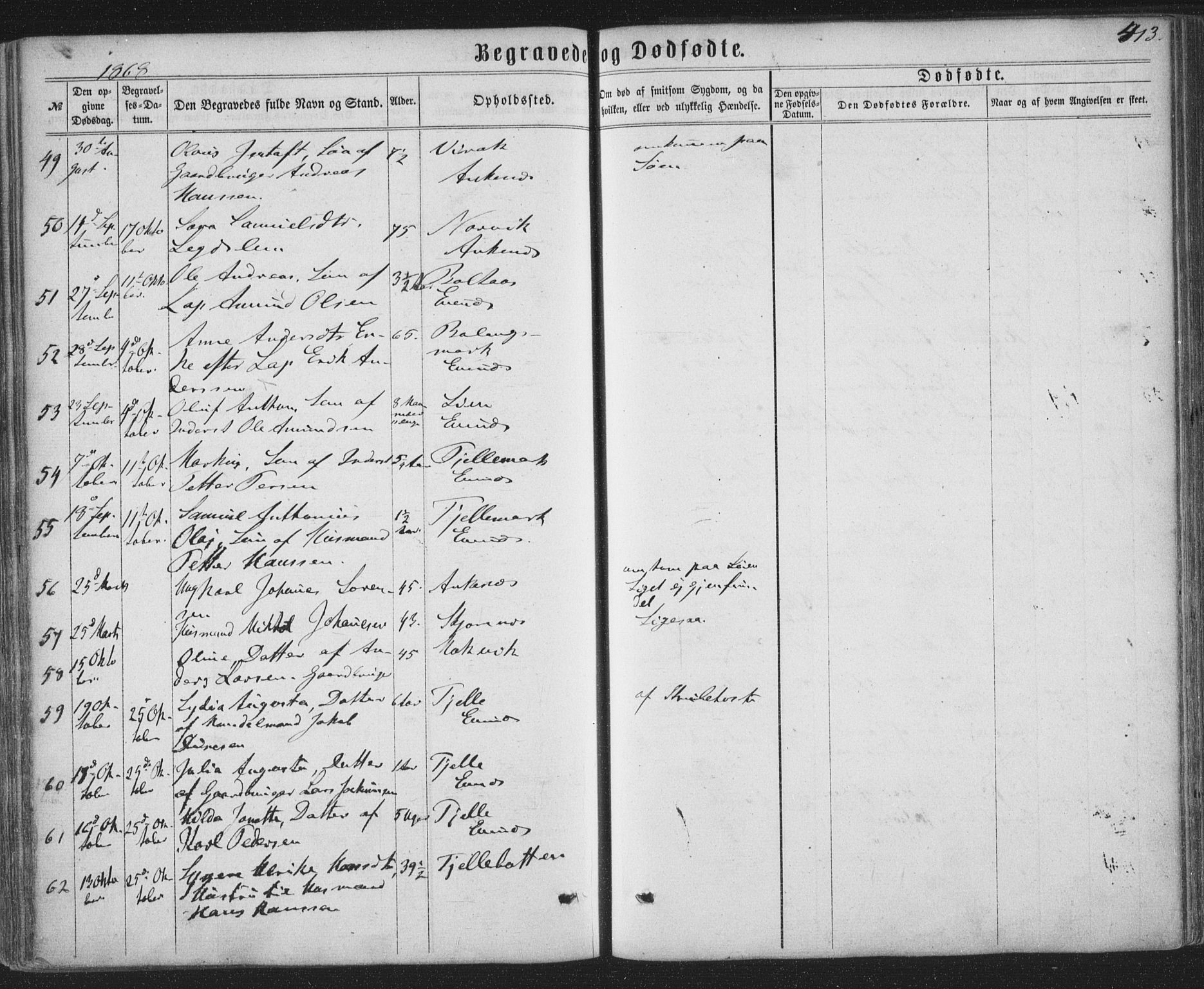 Ministerialprotokoller, klokkerbøker og fødselsregistre - Nordland, AV/SAT-A-1459/863/L0896: Parish register (official) no. 863A08, 1861-1871, p. 413