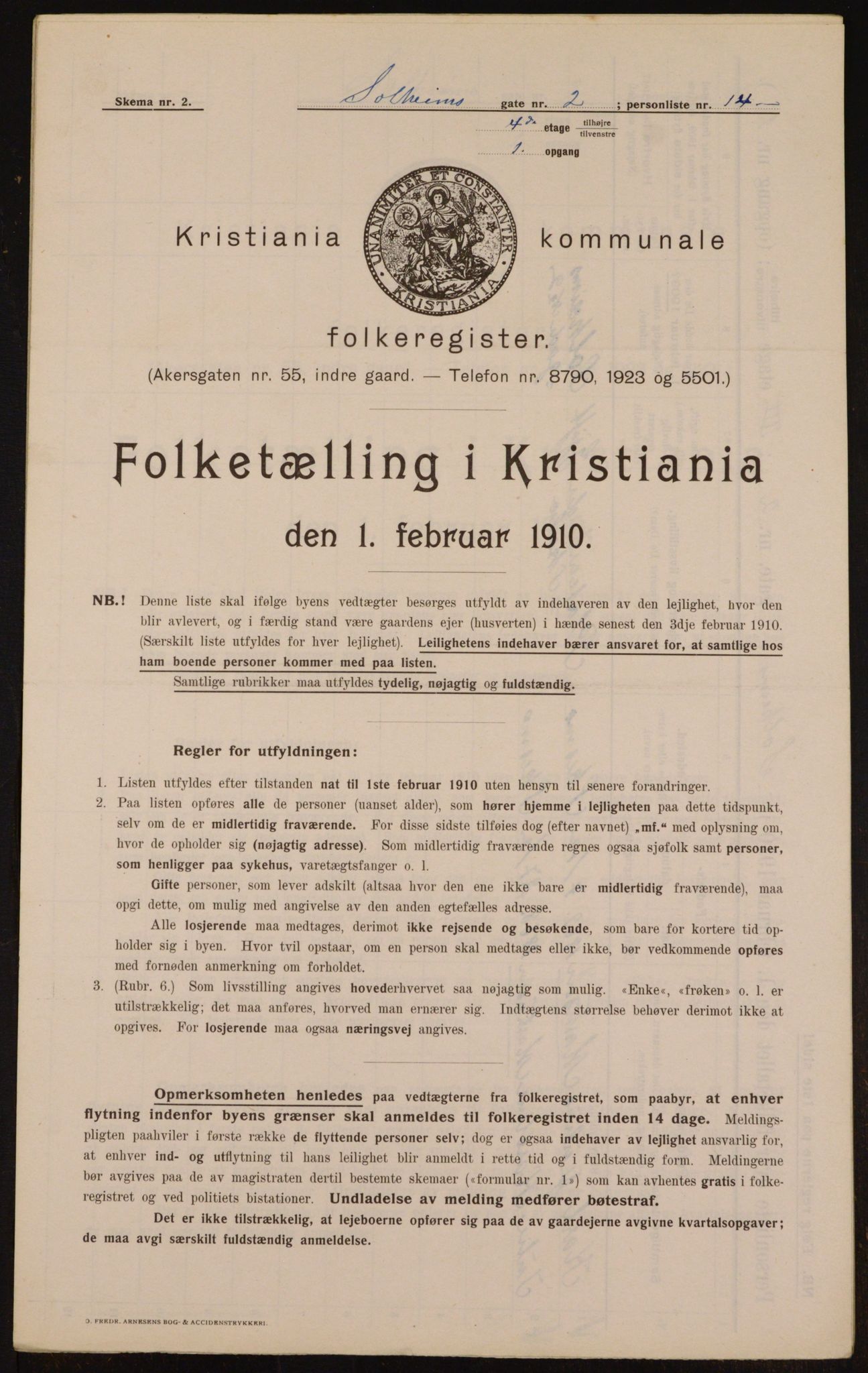 OBA, Municipal Census 1910 for Kristiania, 1910, p. 94854