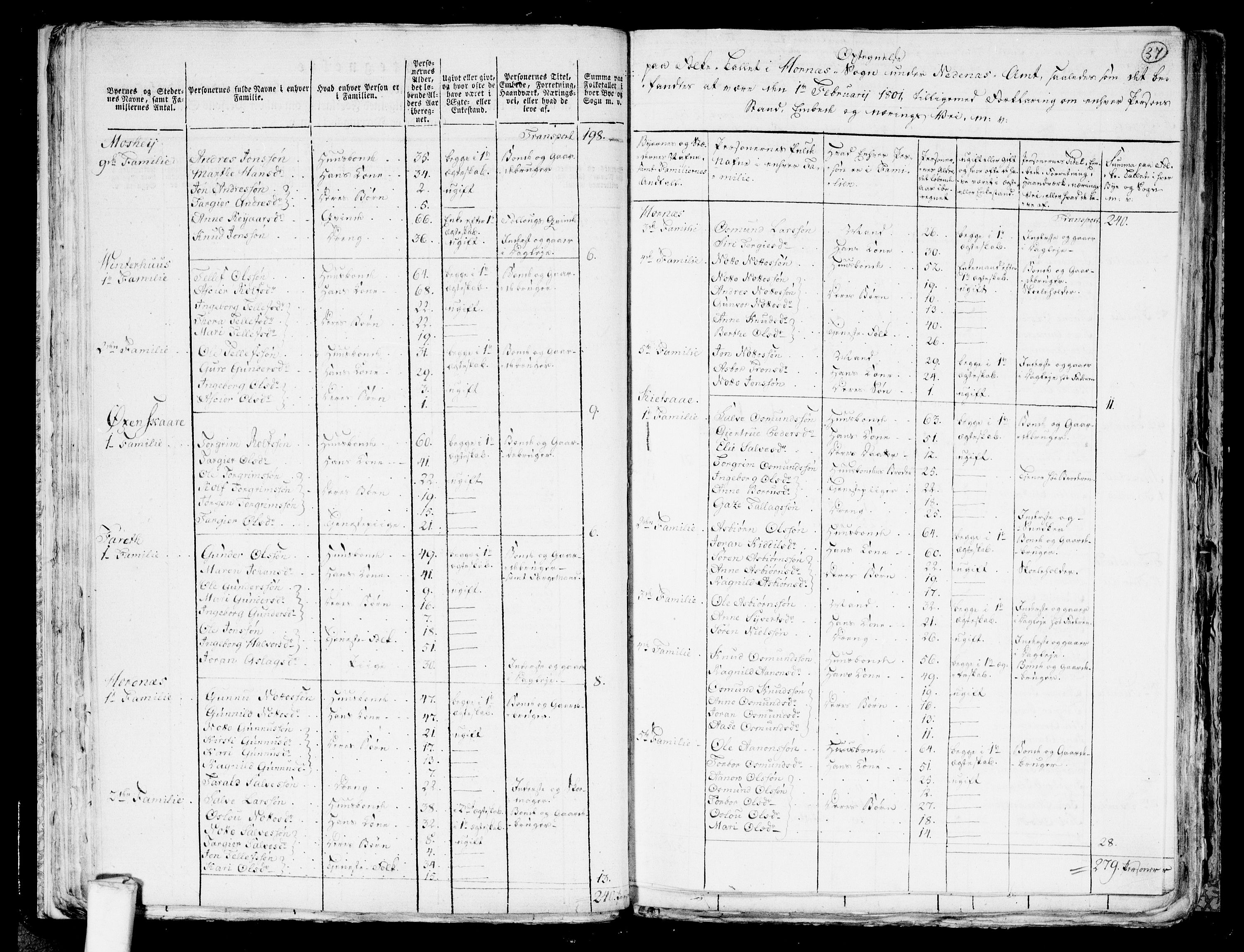 RA, 1801 census for 0934P Evje, 1801, p. 36b-37a