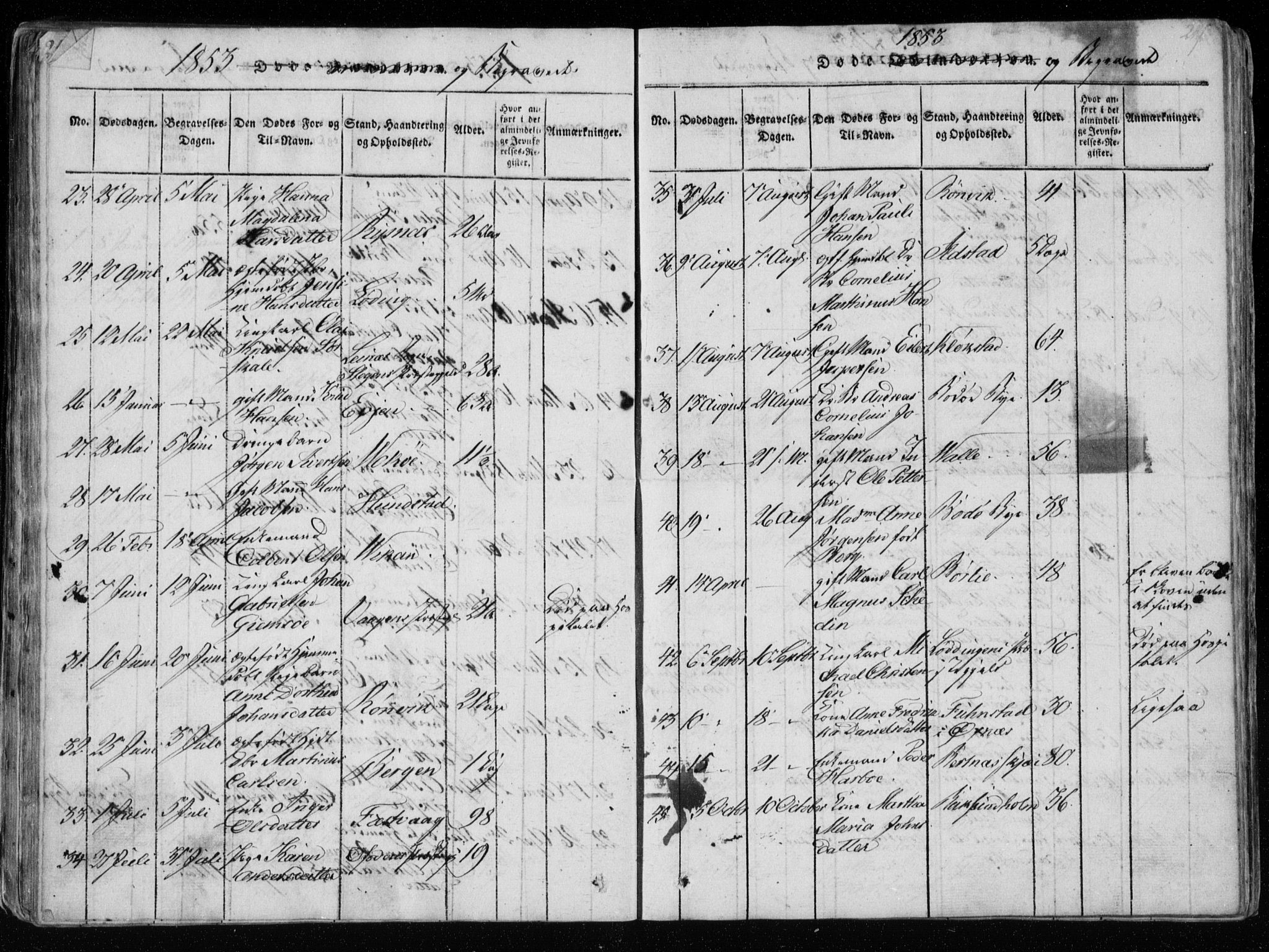 Ministerialprotokoller, klokkerbøker og fødselsregistre - Nordland, AV/SAT-A-1459/801/L0026: Parish register (copy) no. 801C01, 1820-1855, p. 216-217