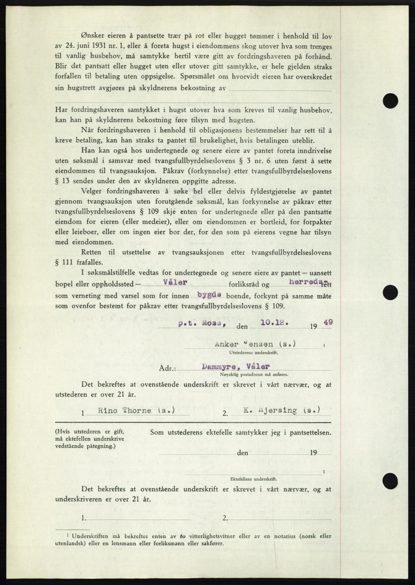 Moss sorenskriveri, SAO/A-10168: Mortgage book no. B23, 1949-1950, Diary no: : 3904/1949