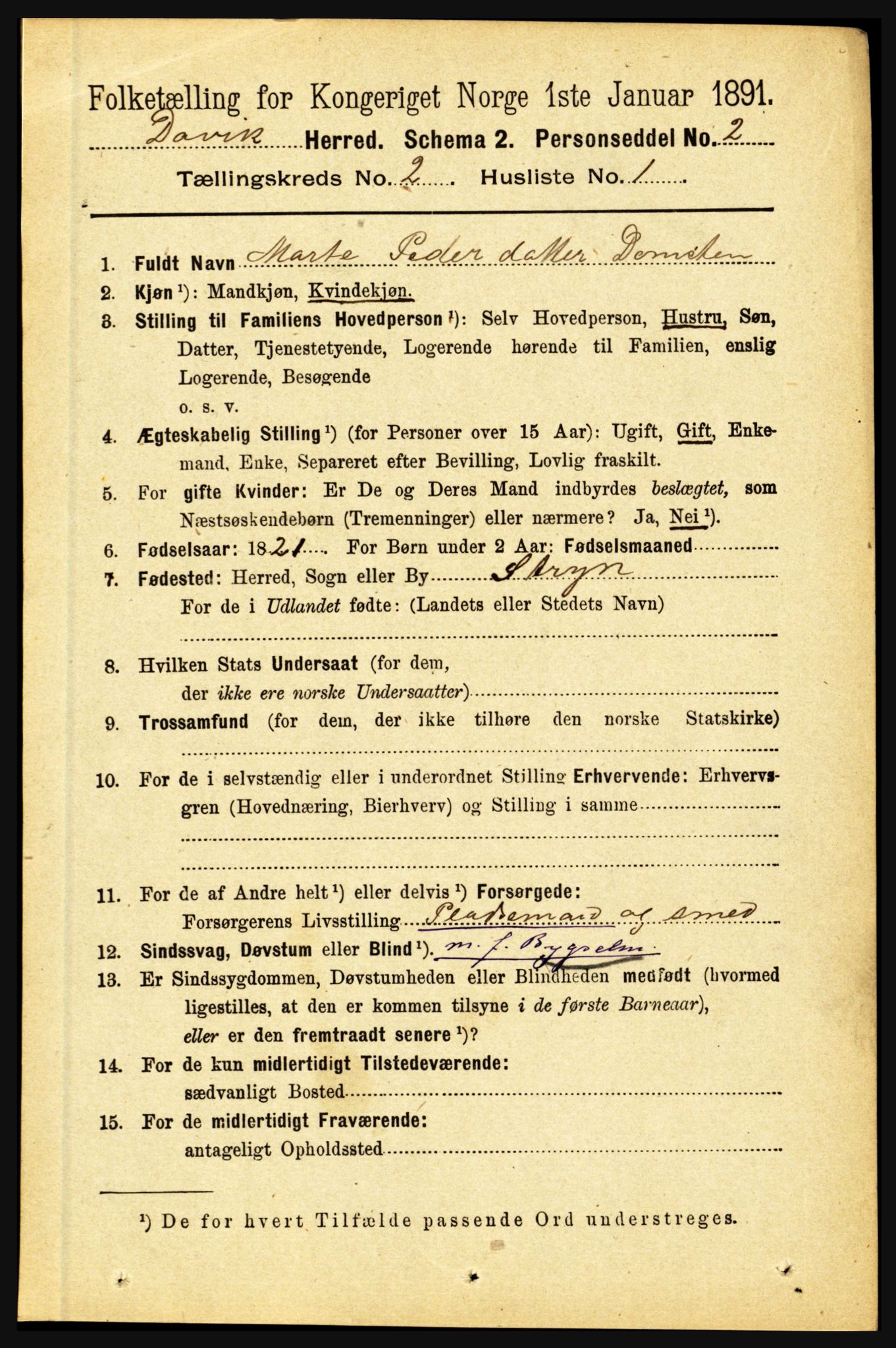 RA, 1891 census for 1442 Davik, 1891, p. 510