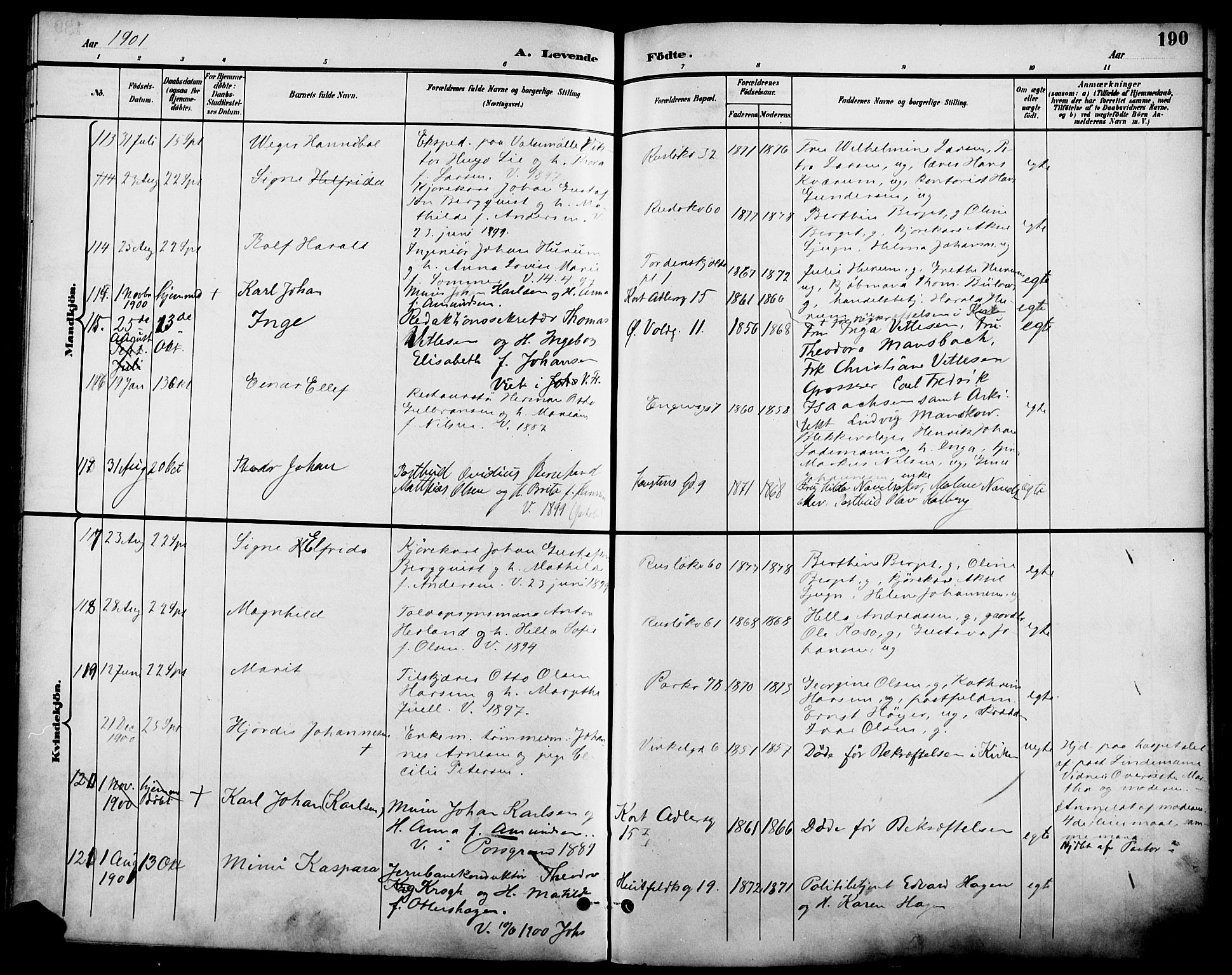 Johannes prestekontor Kirkebøker, AV/SAO-A-10852/F/Fa/L0007: Parish register (official) no. 7, 1896-1905, p. 190