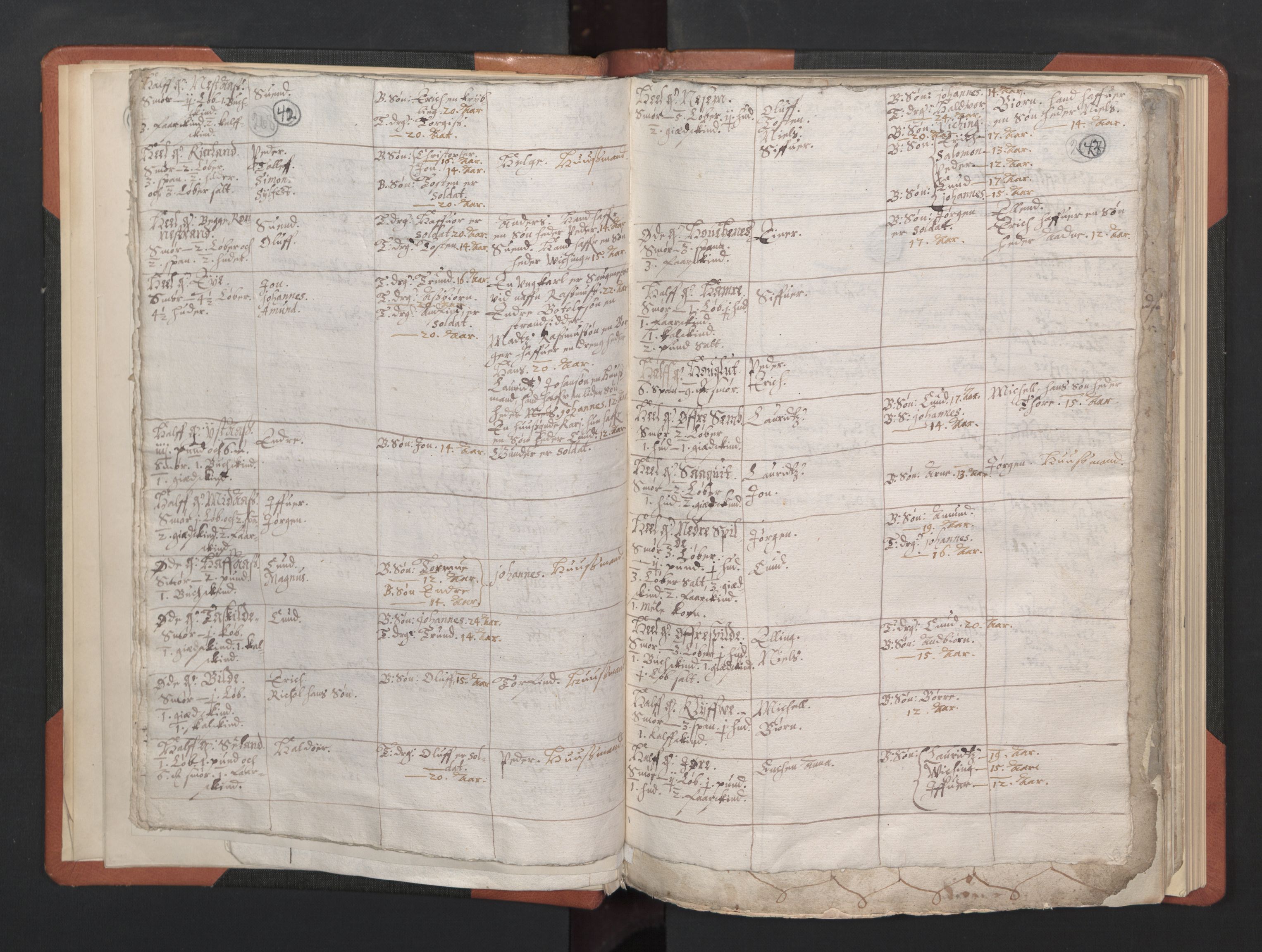 RA, Vicar's Census 1664-1666, no. 21: Hardanger deanery, 1664-1666, p. 42-43