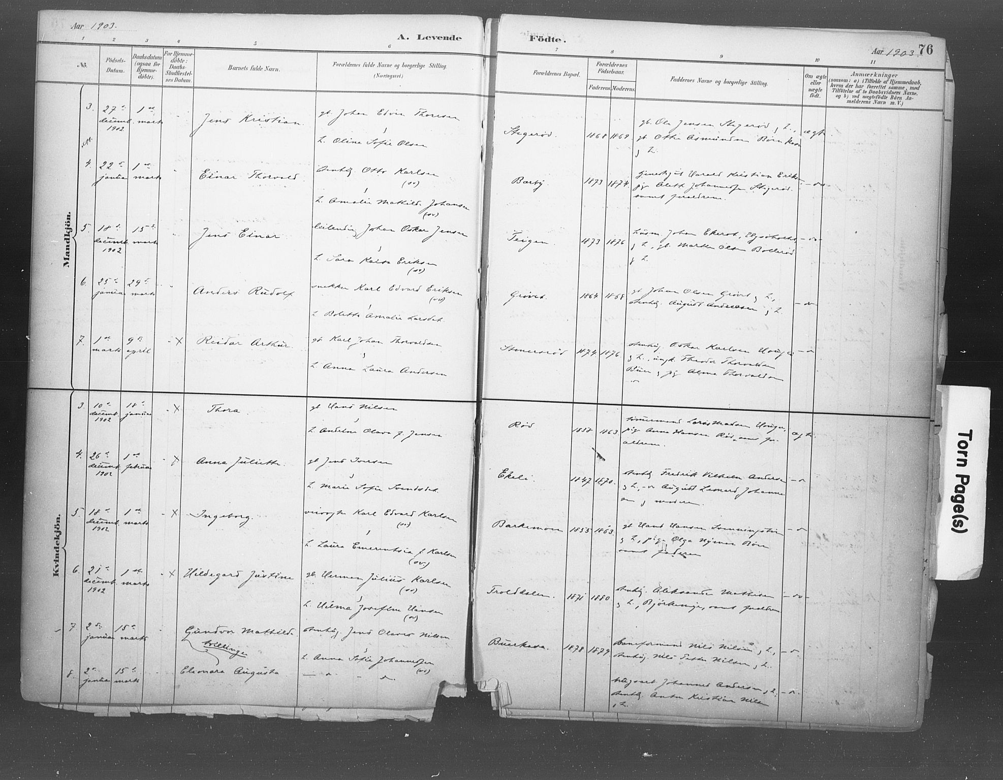 Idd prestekontor Kirkebøker, AV/SAO-A-10911/F/Fb/L0002: Parish register (official) no. II 2, 1882-1923, p. 76