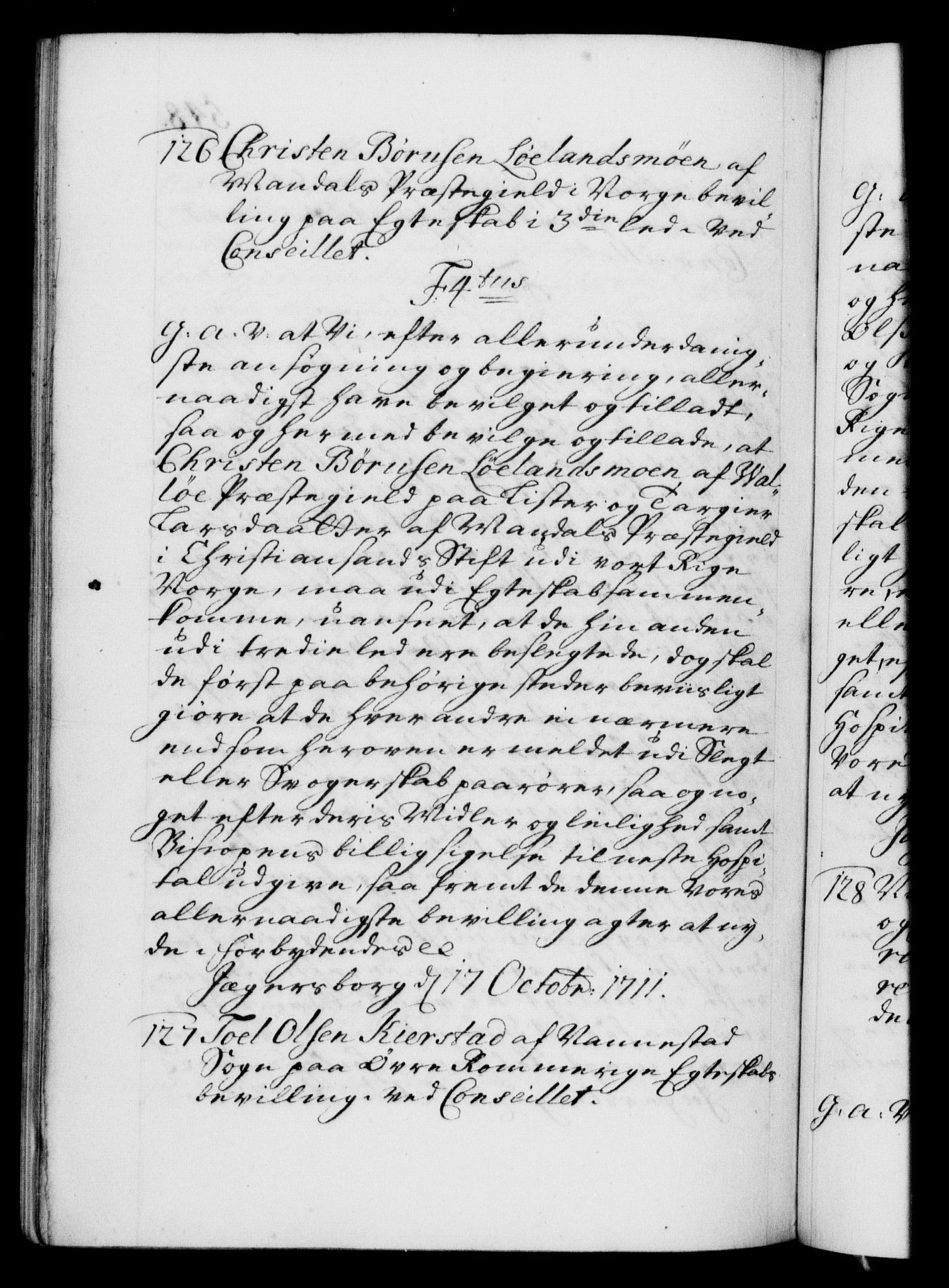 Danske Kanselli 1572-1799, RA/EA-3023/F/Fc/Fca/Fcaa/L0020: Norske registre, 1708-1711, p. 548b
