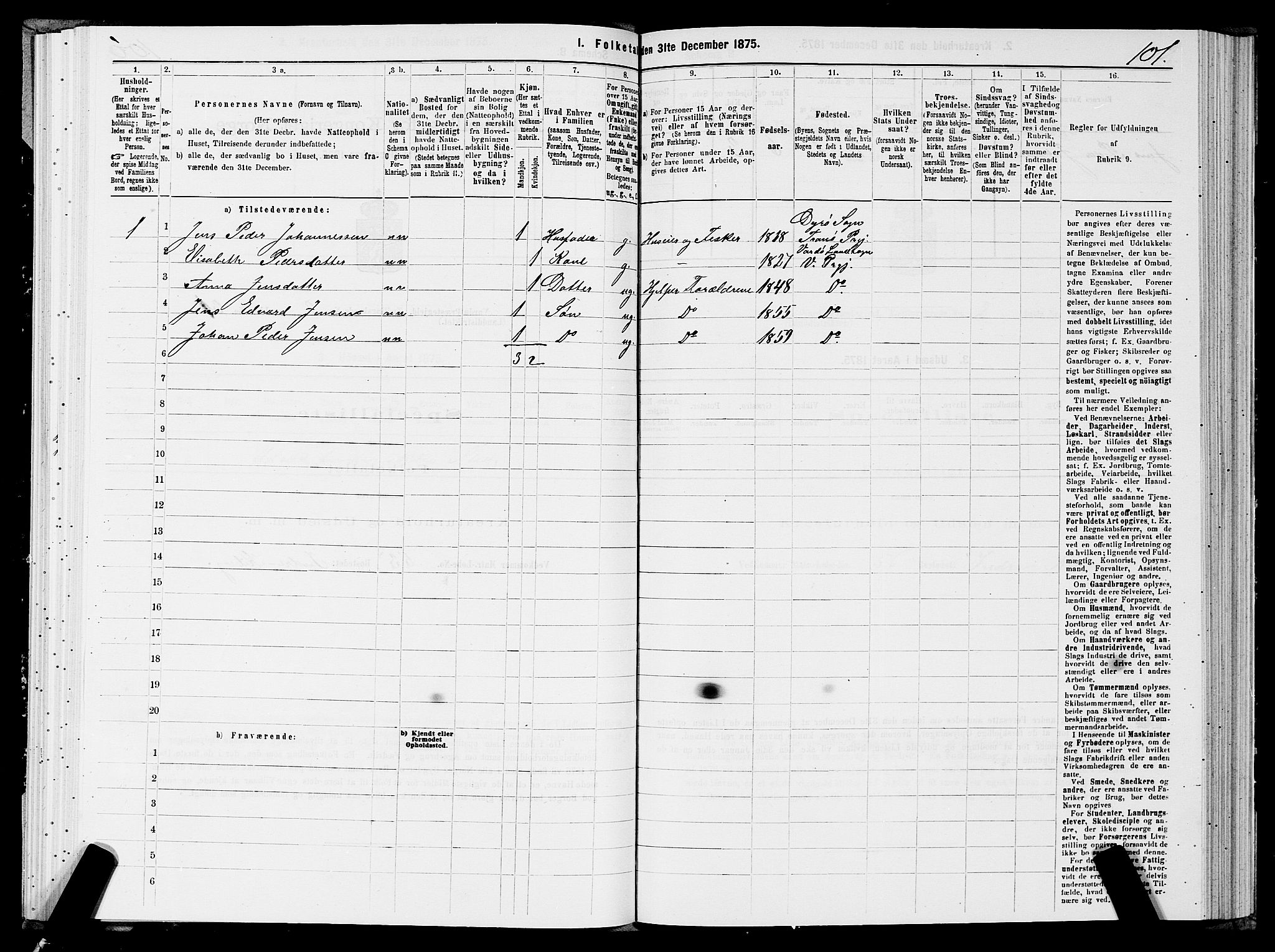 SATØ, 1875 census for 2028L Vardø/Vardø, 1875, p. 1101