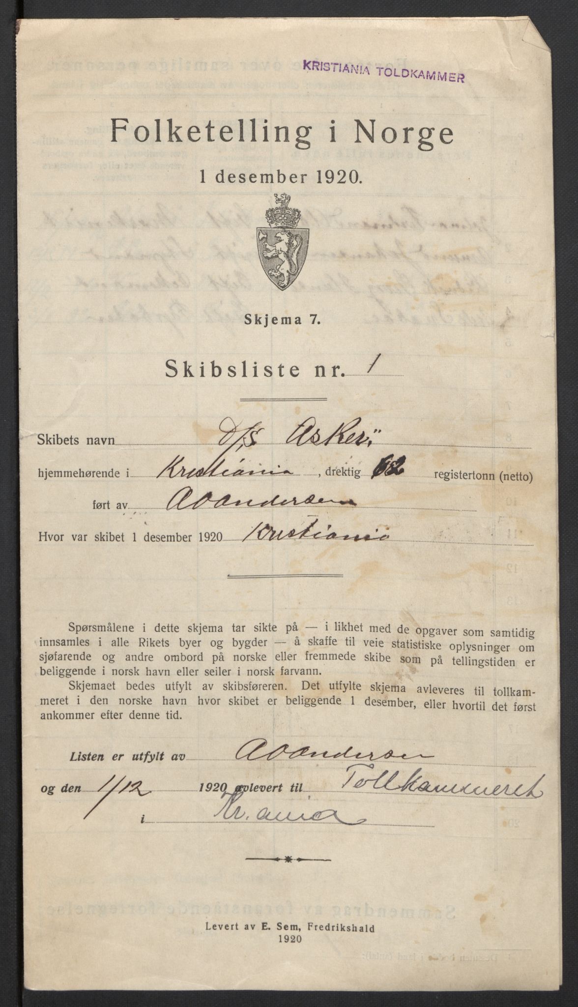 SAO, 1920 census for Kristiania, 1920, p. 660157