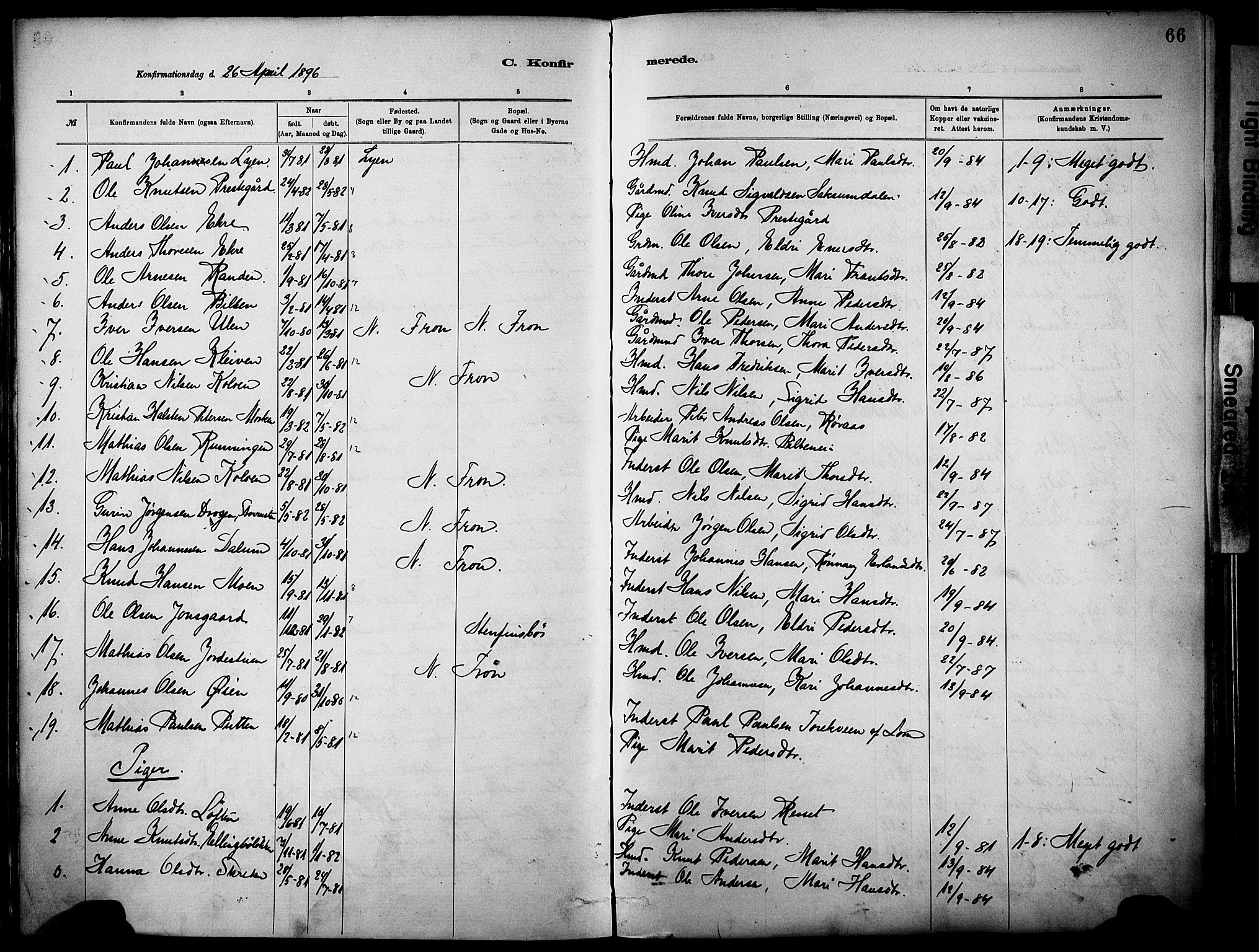 Vågå prestekontor, AV/SAH-PREST-076/H/Ha/Haa/L0010: Parish register (official) no. 10, 1887-1904, p. 66