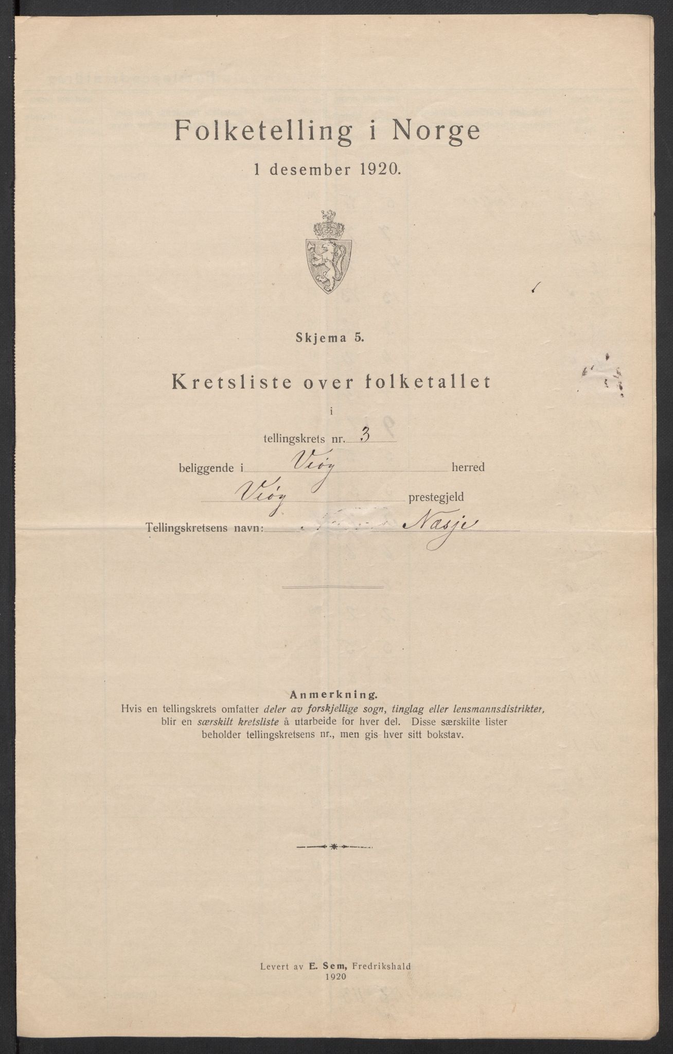 SAT, 1920 census for Veøy, 1920, p. 12