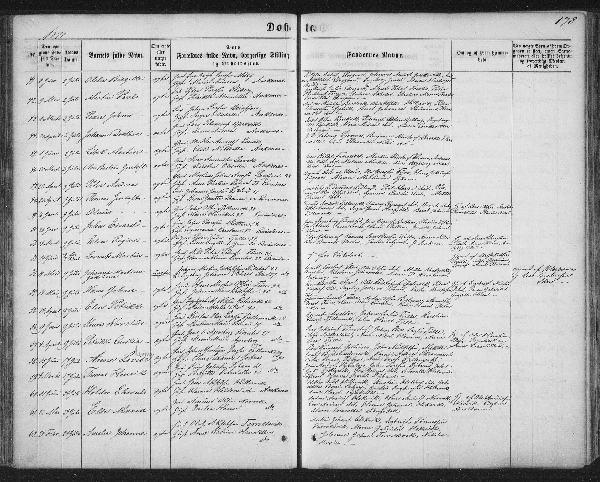 Ministerialprotokoller, klokkerbøker og fødselsregistre - Nordland, SAT/A-1459/863/L0896: Parish register (official) no. 863A08, 1861-1871, p. 178