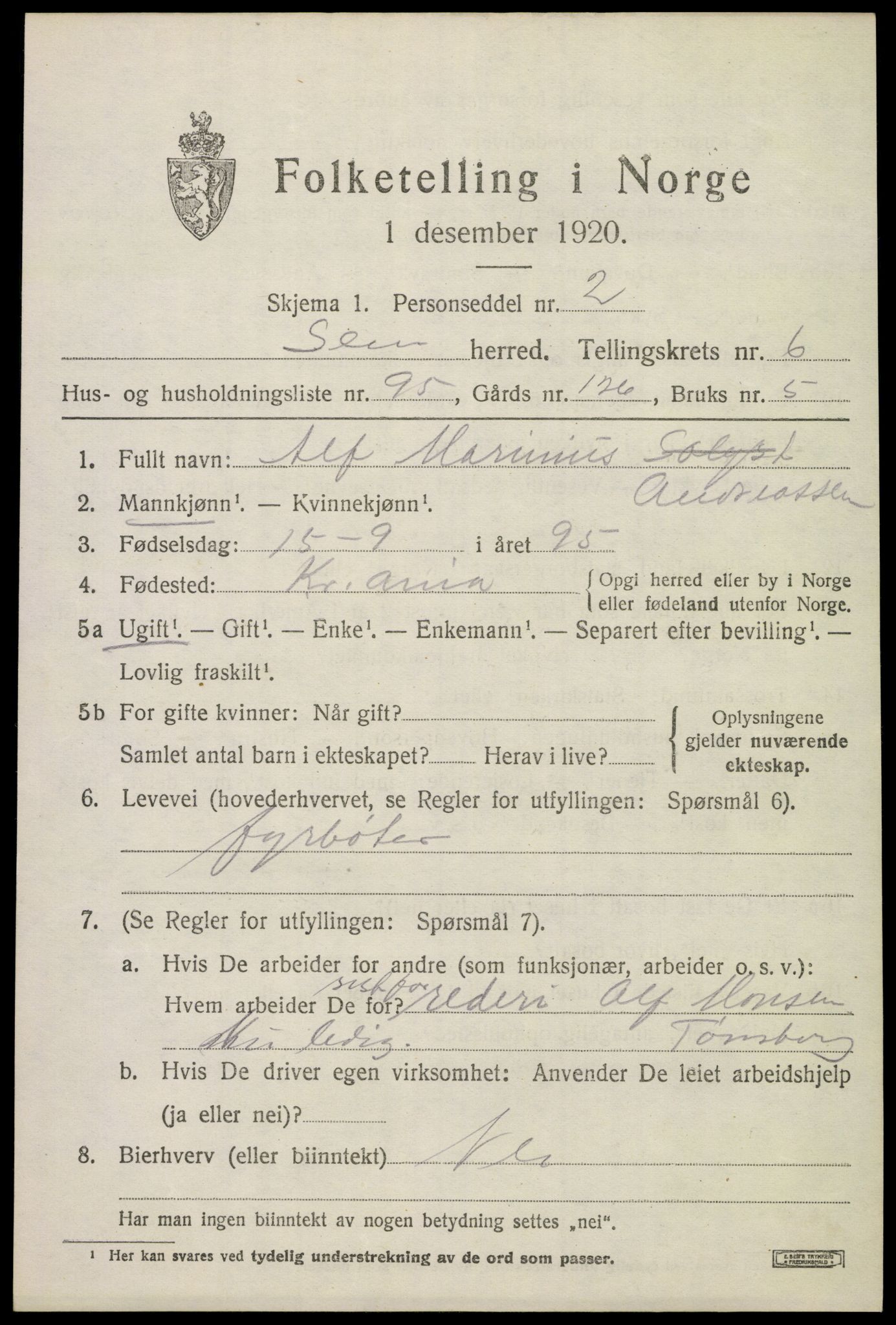 SAKO, 1920 census for Sem, 1920, p. 10341