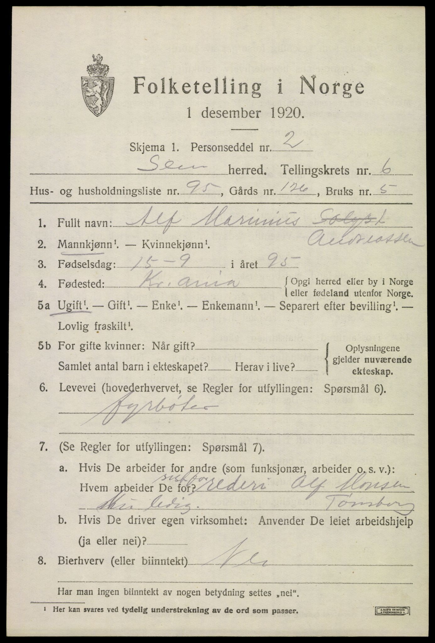 SAKO, 1920 census for Sem, 1920, p. 10341